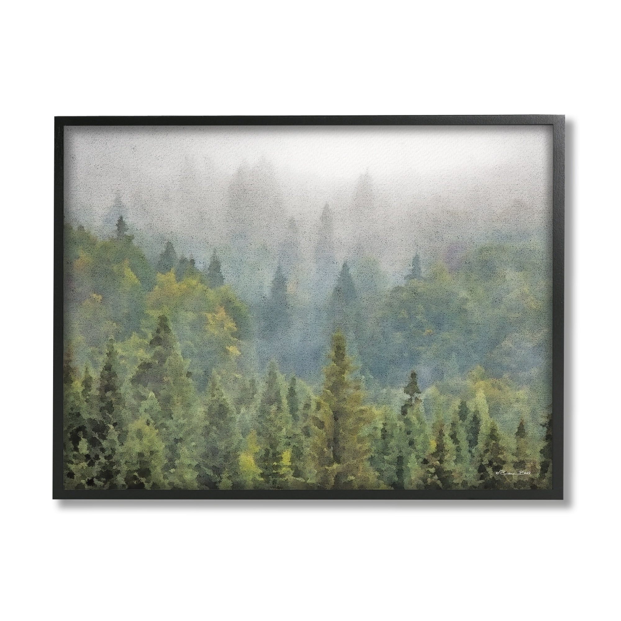 Stupell Industries Foggy Pine Forest Quiet Mountain Woods Atmospheric Painting,20 x 16, Design by Sn Ball