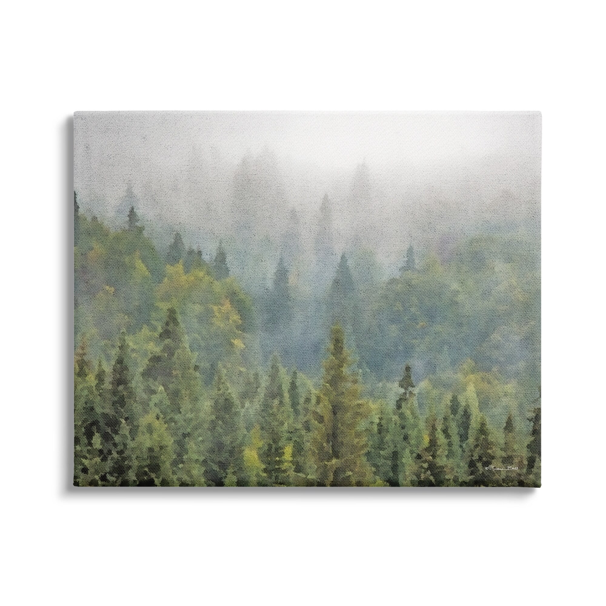 Stupell Industries Foggy Pine Forest Quiet Mountain Woods Atmospheric Painting,48 x 36, Design by Sn Ball