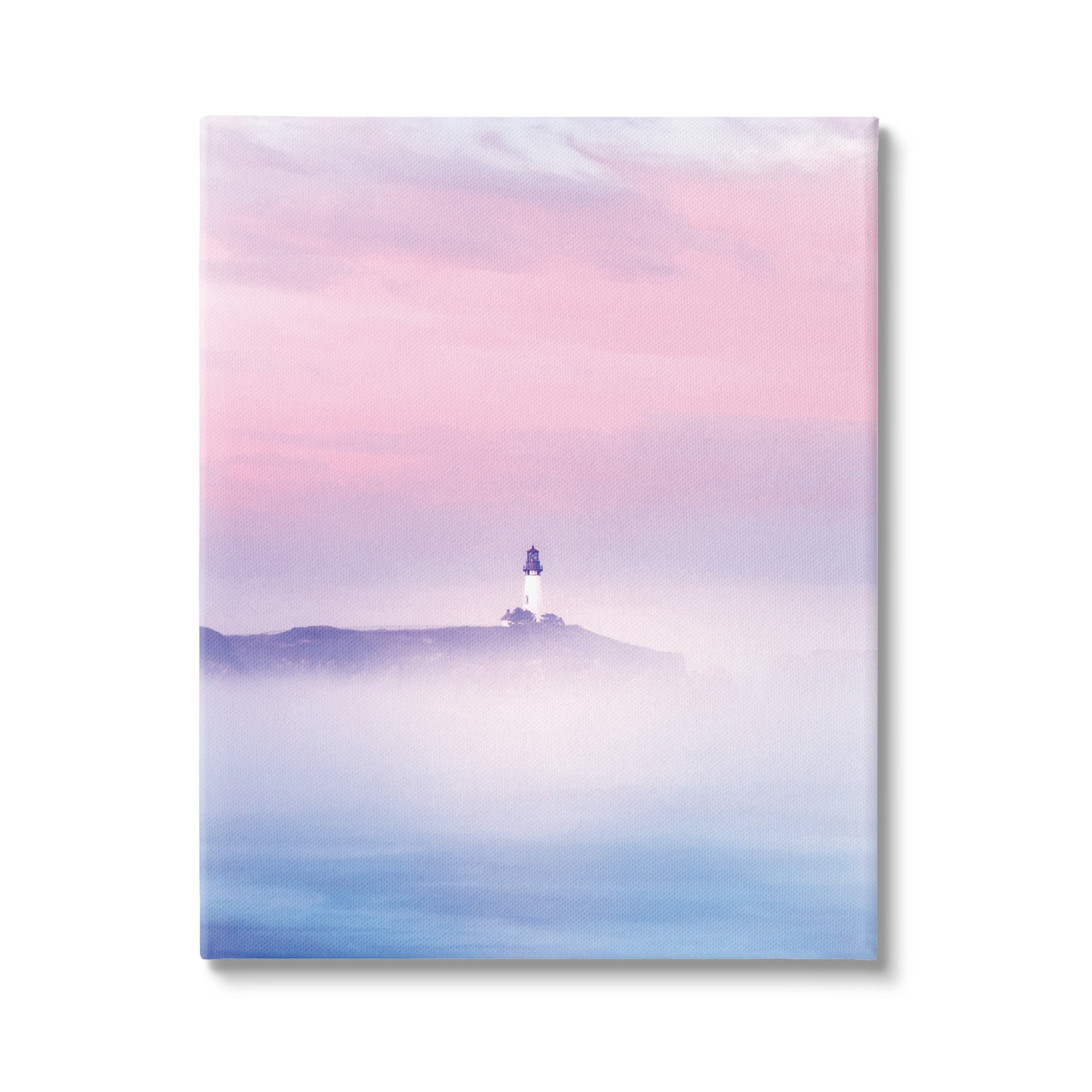 Stupell Industries Foggy Pink & Purple Lighthouse Sky Coastal Photography Gallery Wrapped Canvas Print Wall Art