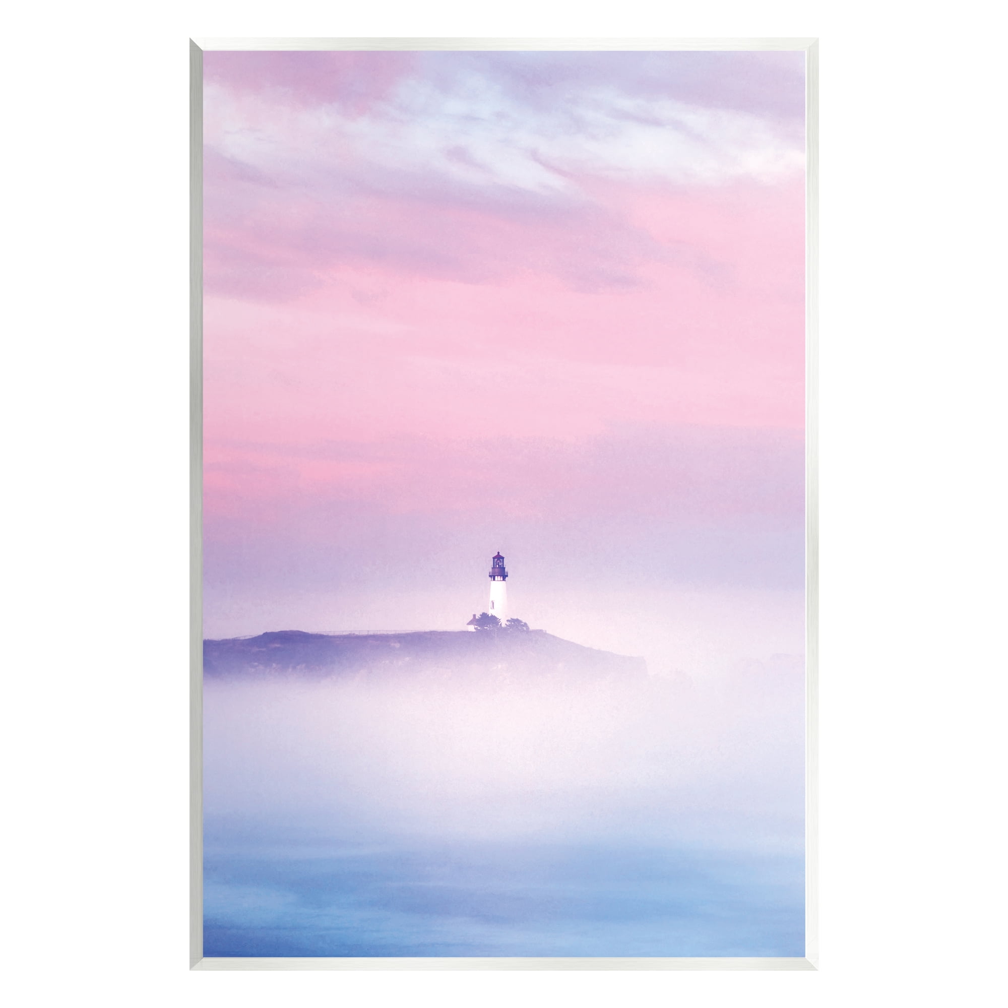 Stupell Industries Foggy Pink & Purple Lighthouse Sky Coastal Photography Unframed Art Print Wall Art