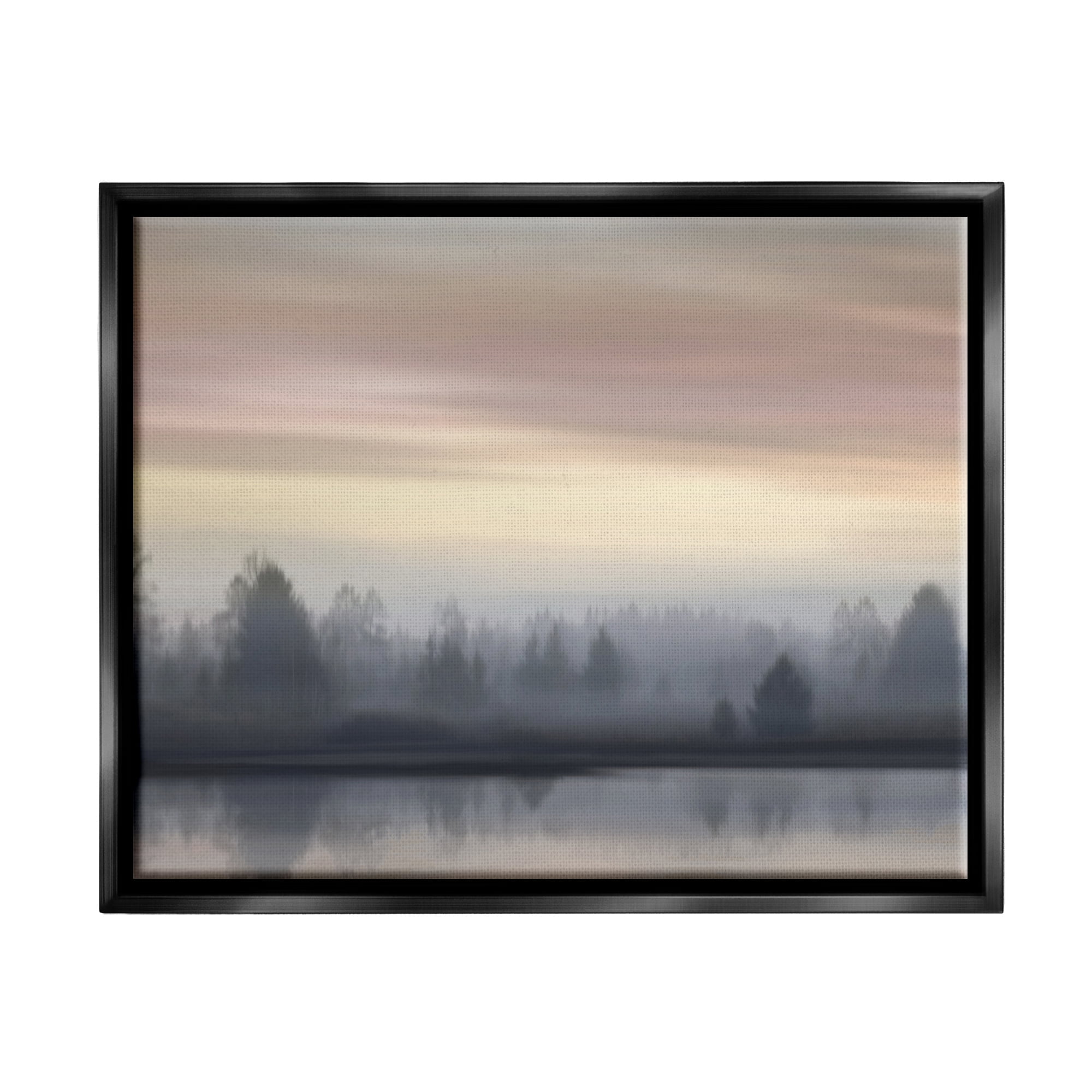 Stupell Industries Foggy Pond Reflection Nature Photography Black Floater Framed Art Print Wall Art, 21 x 17