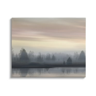 Stupell Industries Foggy Pond Reflection Nature Photography Gallery Wrapped Canvas Print Wall Art, 20 x 16