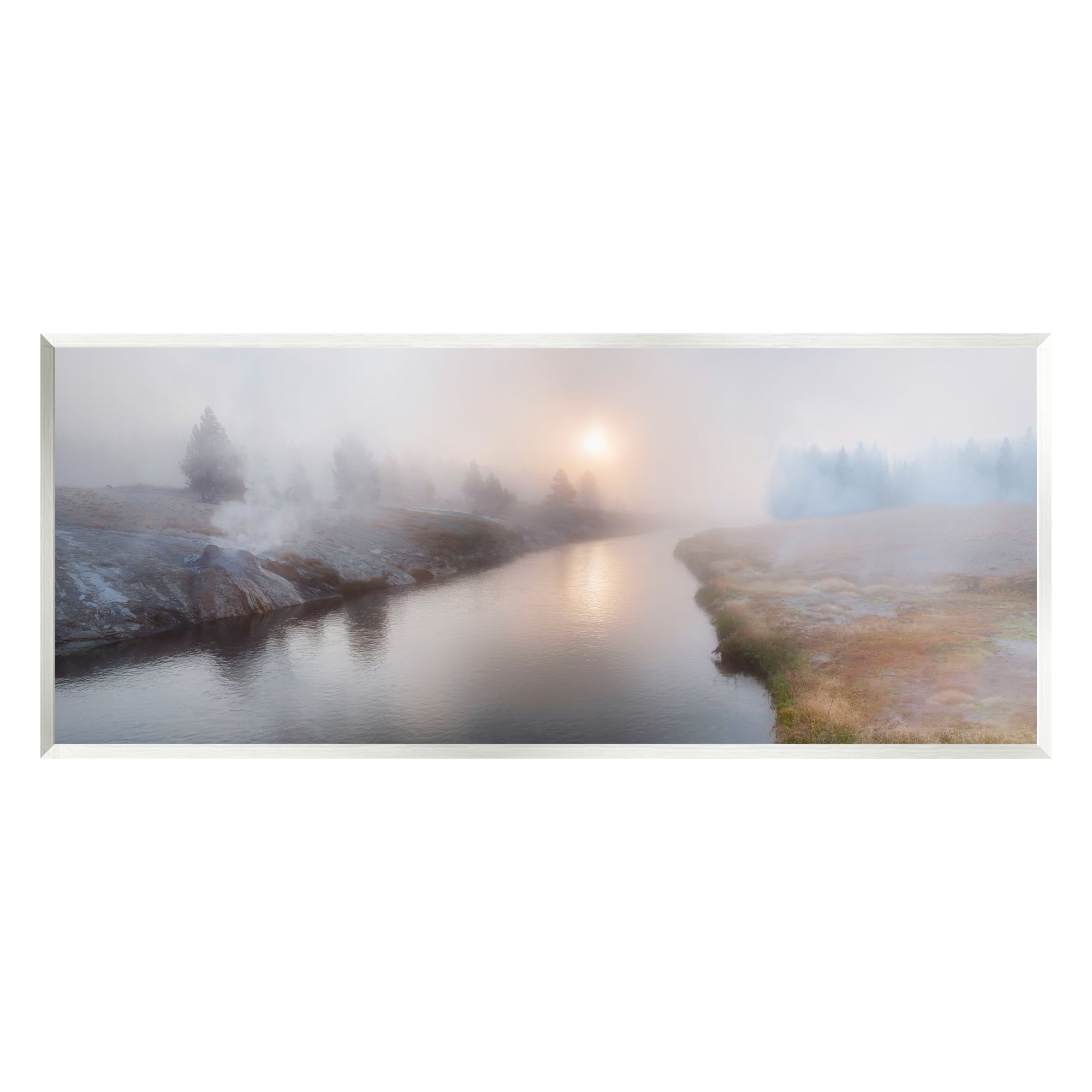 Stupell Industries Foggy River at Dawn Nature Photography Unframed Art Print Wall Art, 17 x 7