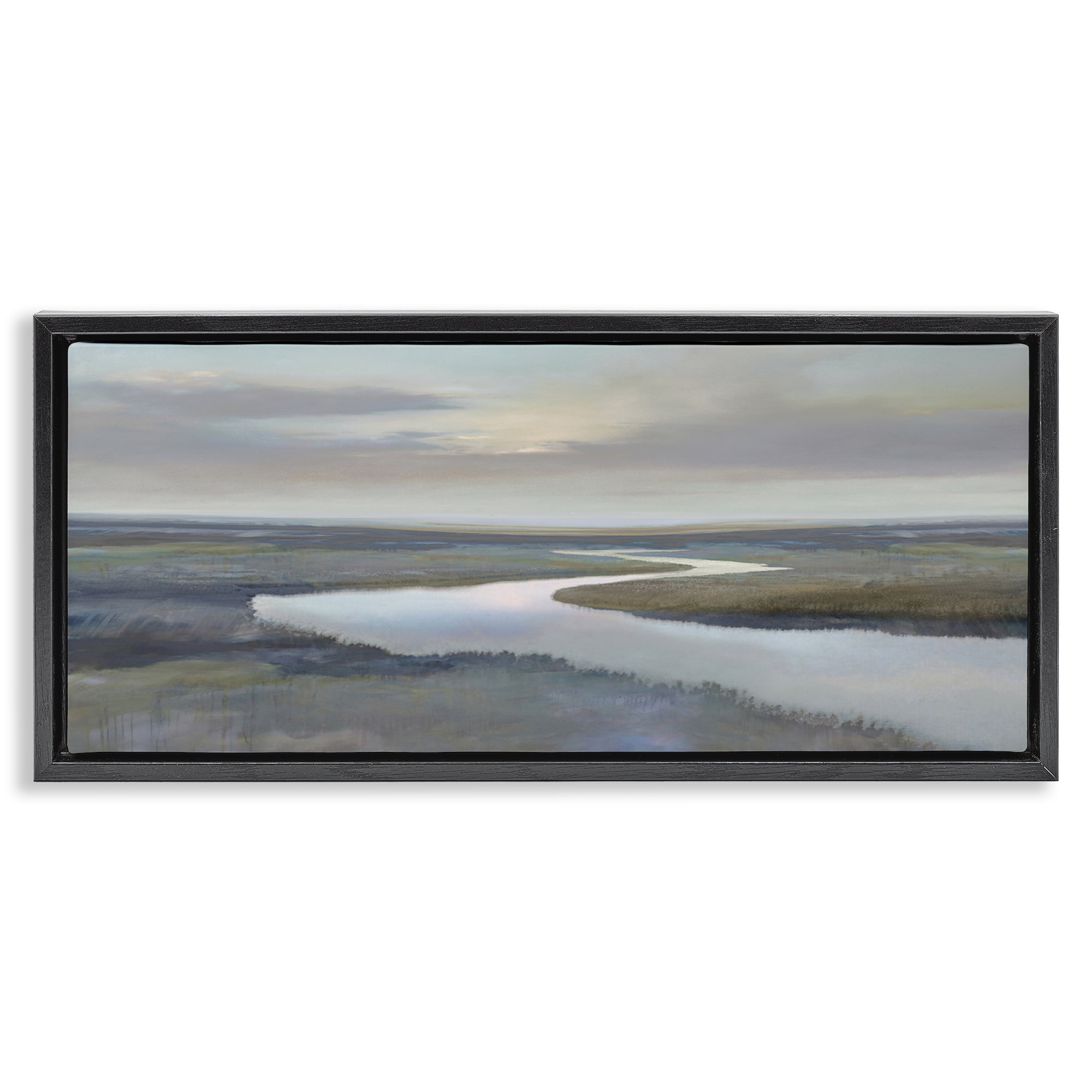 Stupell Industries Foggy Riverbend Atmosphere Black Framed Floater Canvas Wall Art, design by Christy McKee