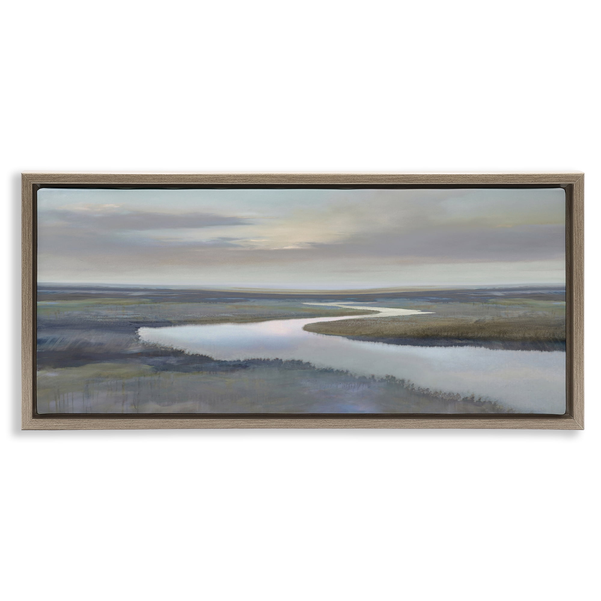 Stupell Industries Foggy Riverbend Atmosphere Brown Framed Floater Canvas Wall Art, design by Christy McKee