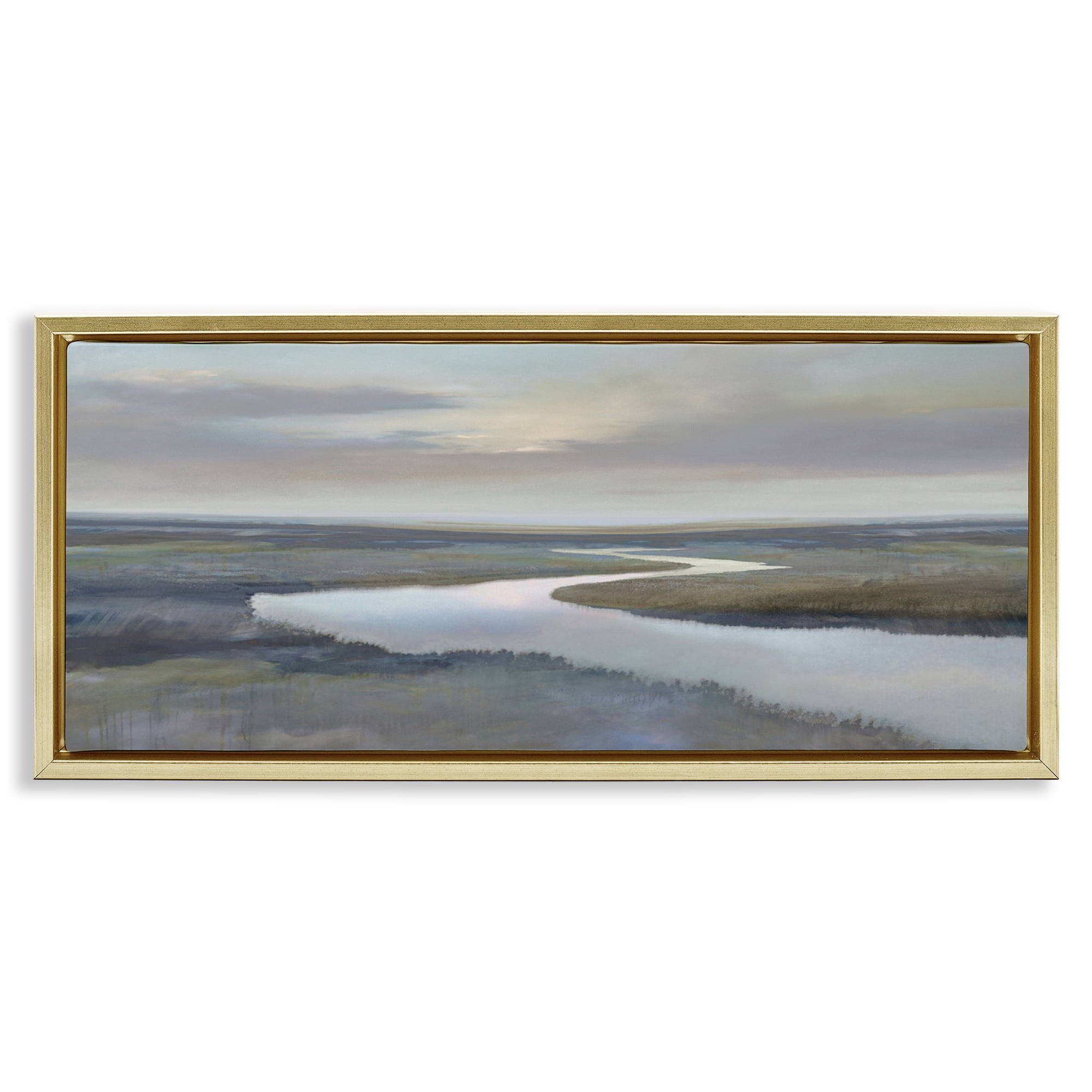 Stupell Industries Foggy Riverbend Atmosphere Gold Framed Floater Canvas Wall Art, design by Christy McKee