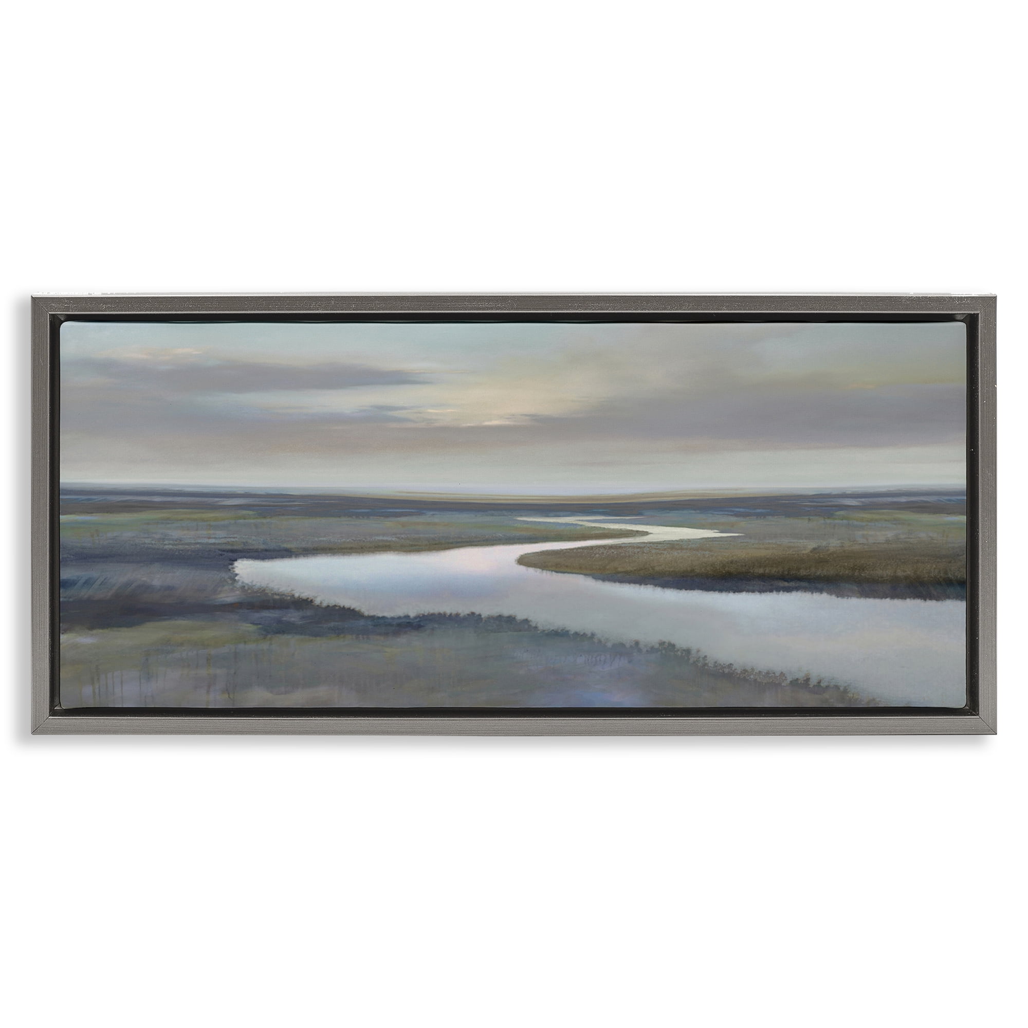 Stupell Industries Foggy Riverbend Atmosphere Gray Framed Floater Canvas Wall Art, design by Christy McKee