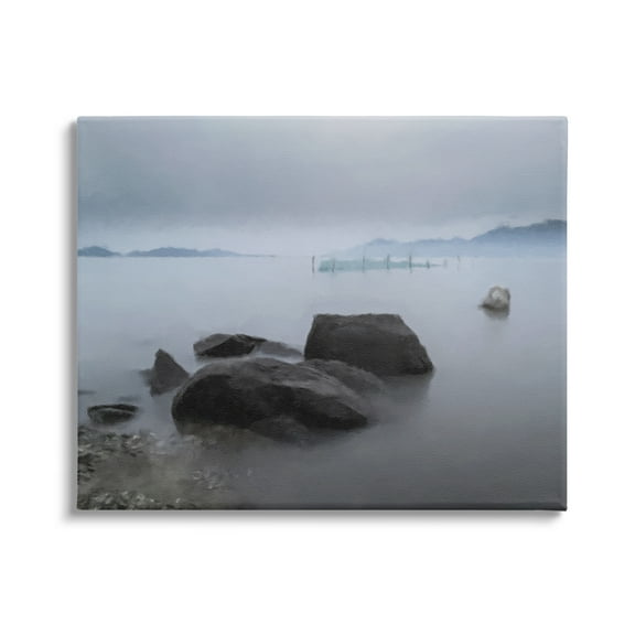 Stupell Industries Foggy Sea Landscape Nature Painting Gallery Wrapped Canvas Print Wall Art, 20 x 16