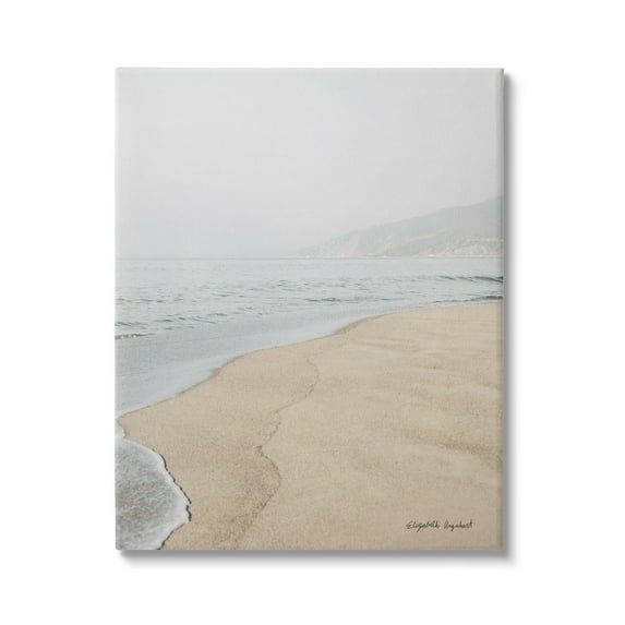 Stupell Industries Foggy Sky Beach Shoreline Landscape Illustration Photography Gallery-Wrapped Canvas Print Wall Art, 16x20, by Elizabeth Urquhart