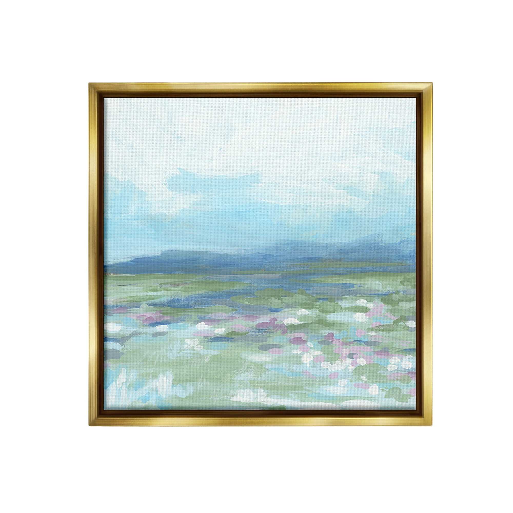 Stupell Industries Foggy Valley Landscape Landscape Painting Gold Floater Framed Canvas Art Print Wall Art, 18 x 18
