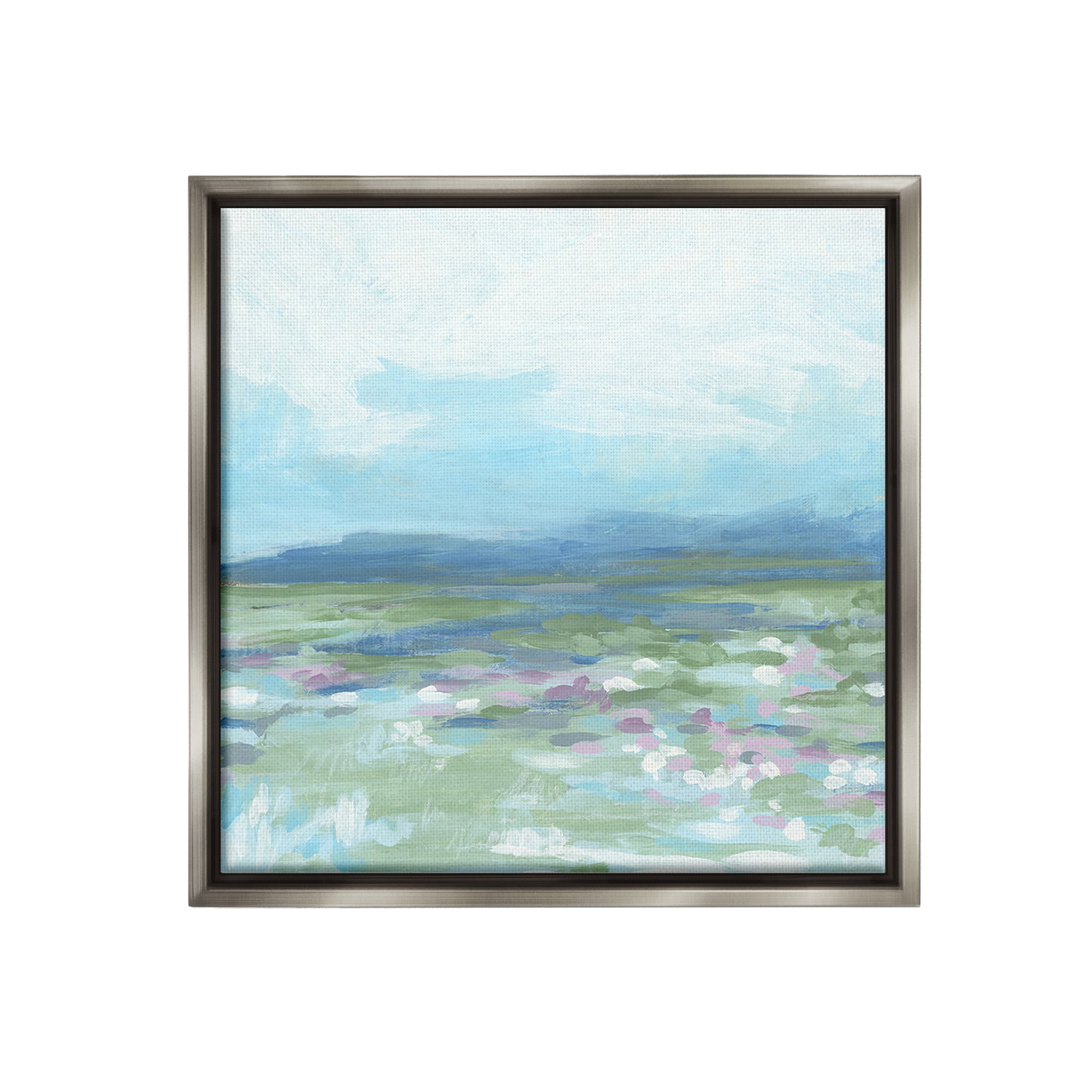 Stupell Industries Foggy Valley Landscape Landscape Painting Gray Floater Framed Canvas Art Print Wall Art, 18 x 18
