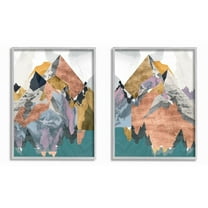 Stupell Industries Foil Collage Mountain Landscape Abstract Designs Graphic Art Gray Framed Art Print Wall Art Set of 2, 11x14, by Jennifer Goldberger