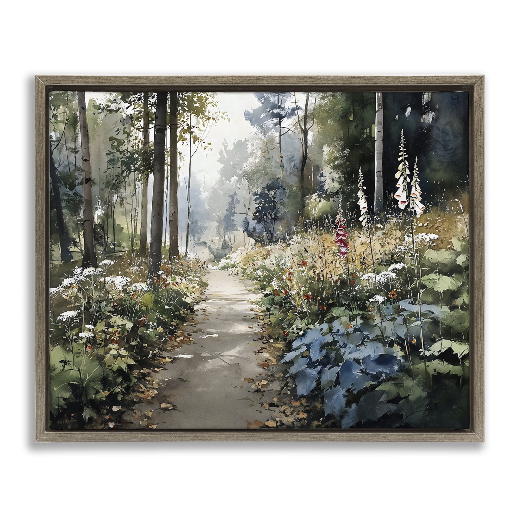 Stupell Industries Foliage Forest at Dusk Brown Framed Floater Canvas Wall Art, design by Franklyn Gregory