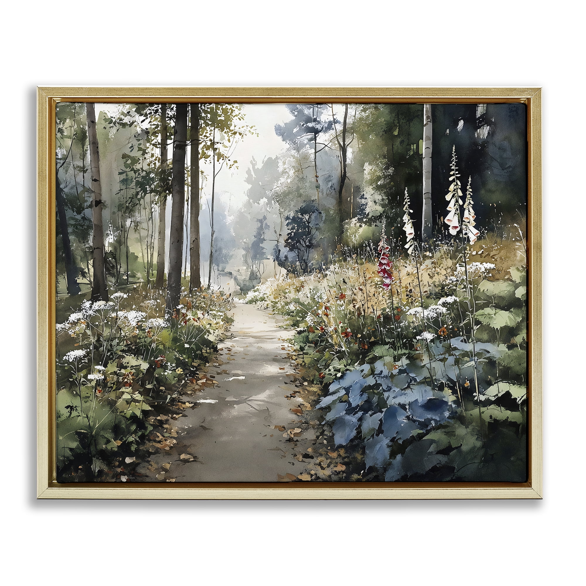 Stupell Industries Foliage Forest at Dusk Gold Framed Floater Canvas Wall Art, design by Franklyn Gregory