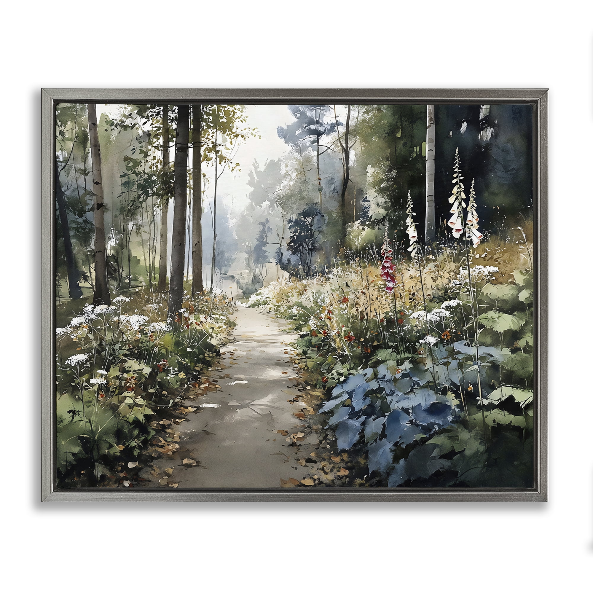 Stupell Industries Foliage Forest at Dusk Gray Framed Floater Canvas Wall Art, design by Franklyn Gregory