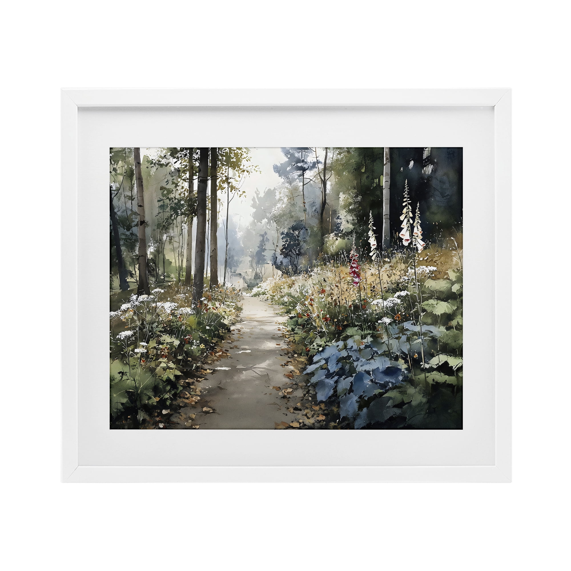 Stupell Industries Foliage Forest at Dusk White Framed Print Under Glass, design by Franklyn Gregory