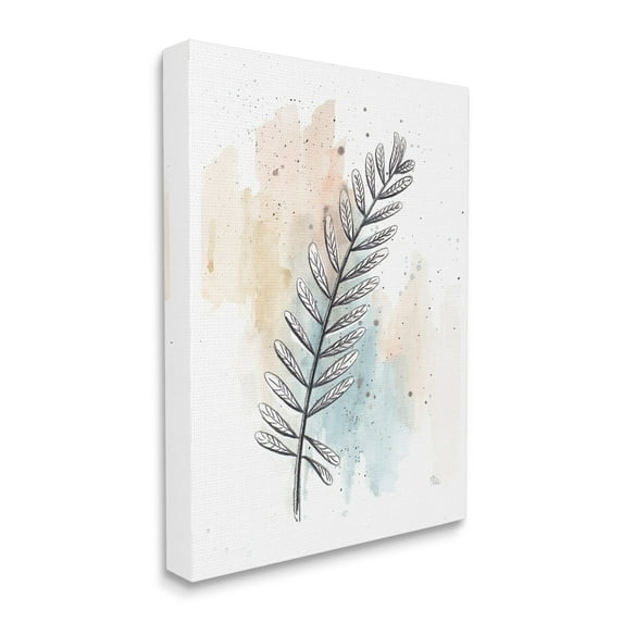 Stupell Industries Foliage Plant Stem over Blue Beige Watercolor,16 x 20,Designed by Patricia Pinto