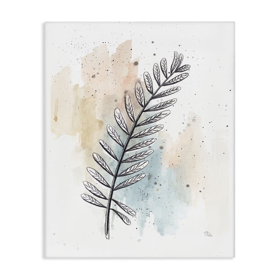 Stupell Industries Eclectic Foliage Plant Stem over Blue Beige Watercolor Canvas Art, 16 x 20, by Patricia Pinto