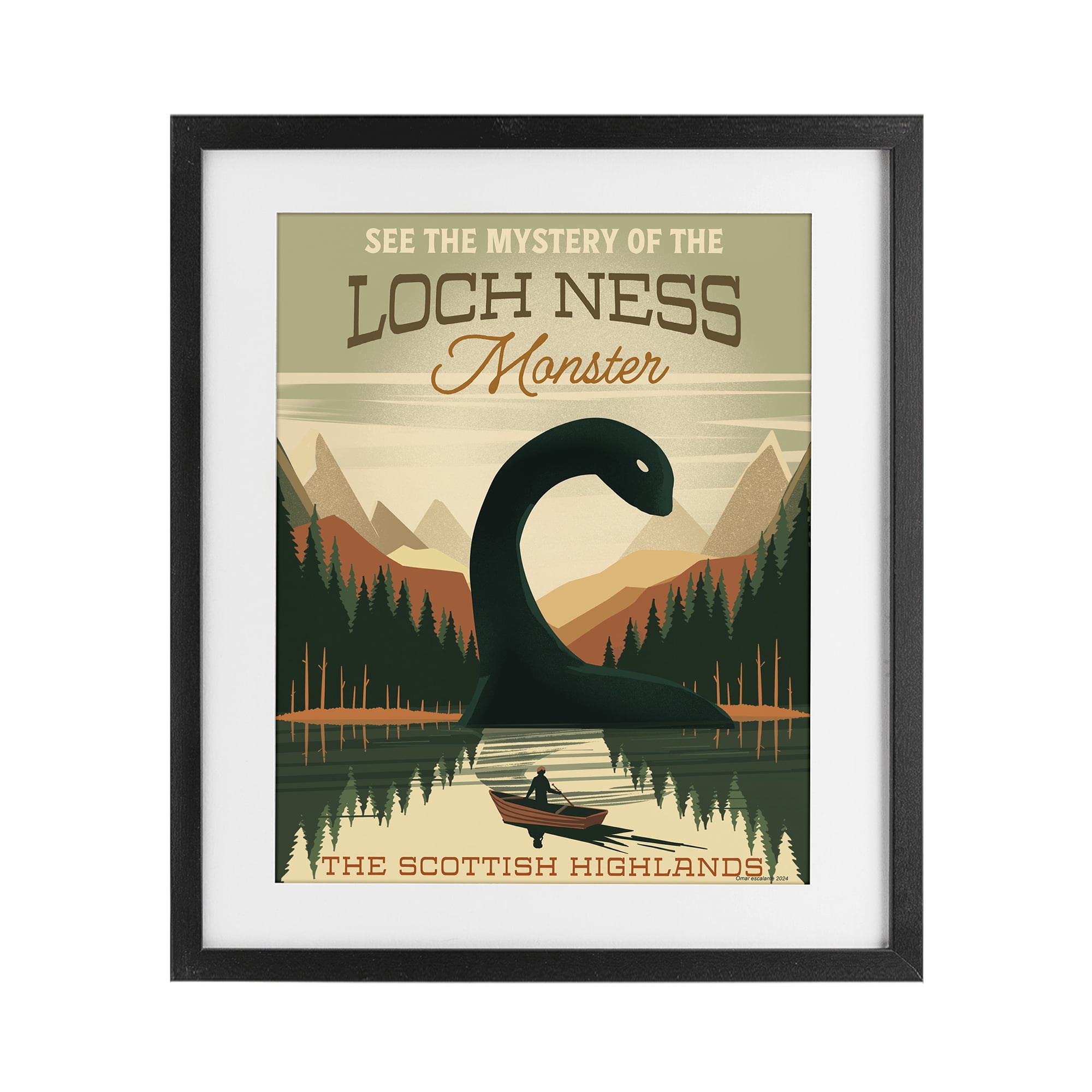 Stupell Industries Folklore Monster Tourism Black Framed Print Under Glass, design by Omar Escalante
