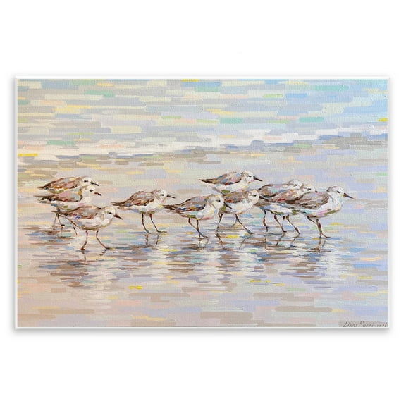 Stupell Industries Follow Me Sandpiper Painting Animals Painting Unframed Art Print Wall Art, 15 x 10
