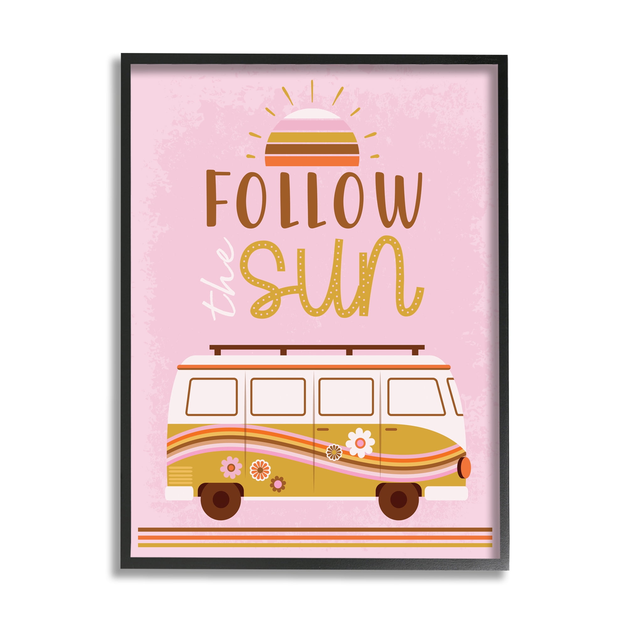 Stupell Industries Follow The Sun Sentiment Retro Van Sunflowers , 16 x 20, Designed by Angela Nickeas