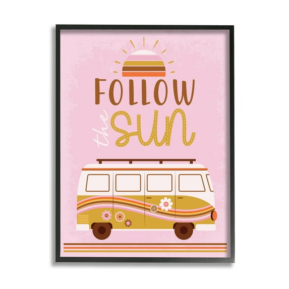Stupell Industries Follow The Sun Sentiment Retro Van Sunflowers , 24 x 30, Designed by Angela Nickeas