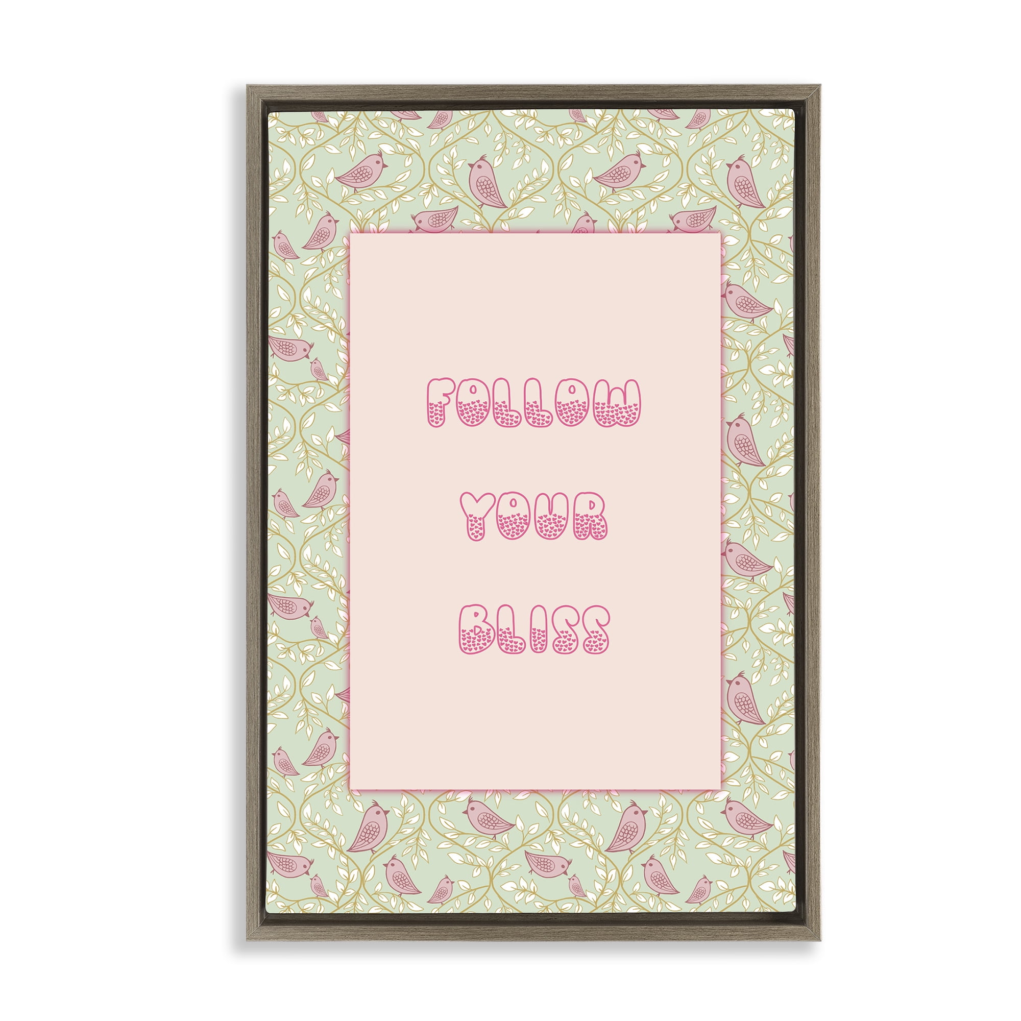 Stupell Industries Follow Your Bliss Brown Framed Floater Canvas Wall Art, design by Pooja Dave