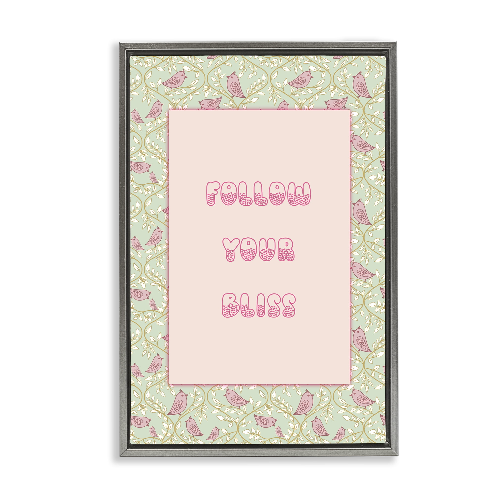 Stupell Industries Follow Your Bliss Gray Framed Floater Canvas Wall Art, design by Pooja Dave