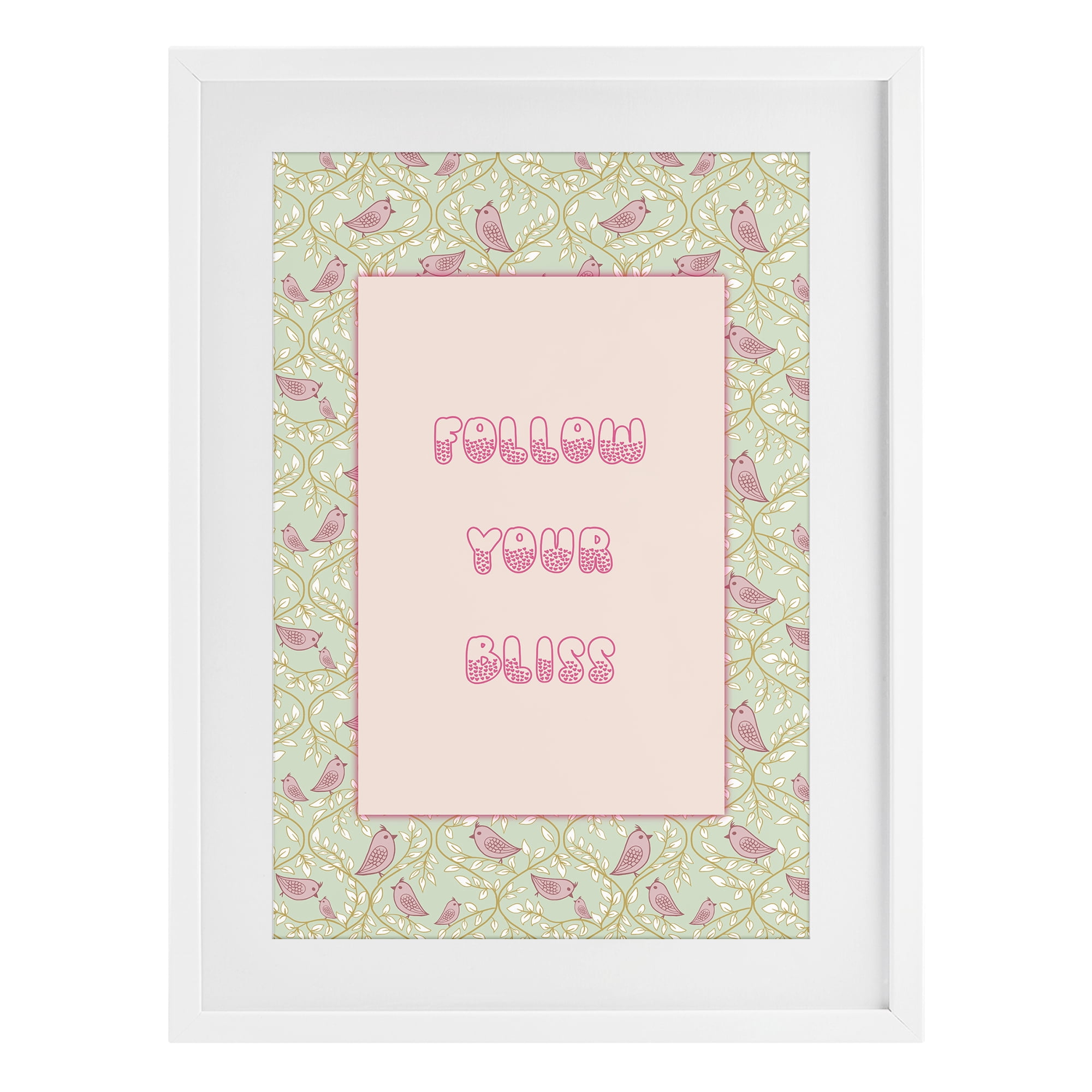 Stupell Industries Follow Your Bliss White Framed Print Under Glass, design by Pooja Dave