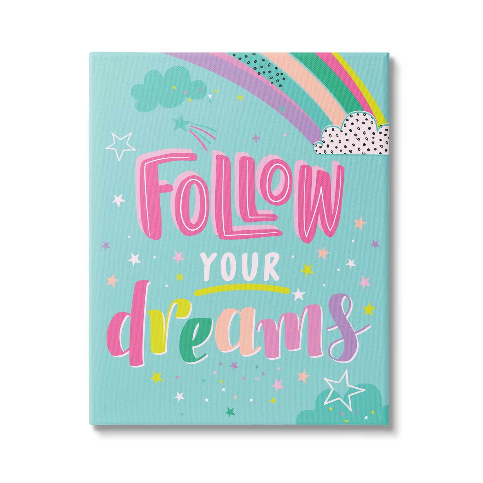 Stupell Industries Follow Your Dreams Bright Whimsical Patterned Rainbow Stars Canvas Wall Art, 24 x 30, Design by Abi Hall