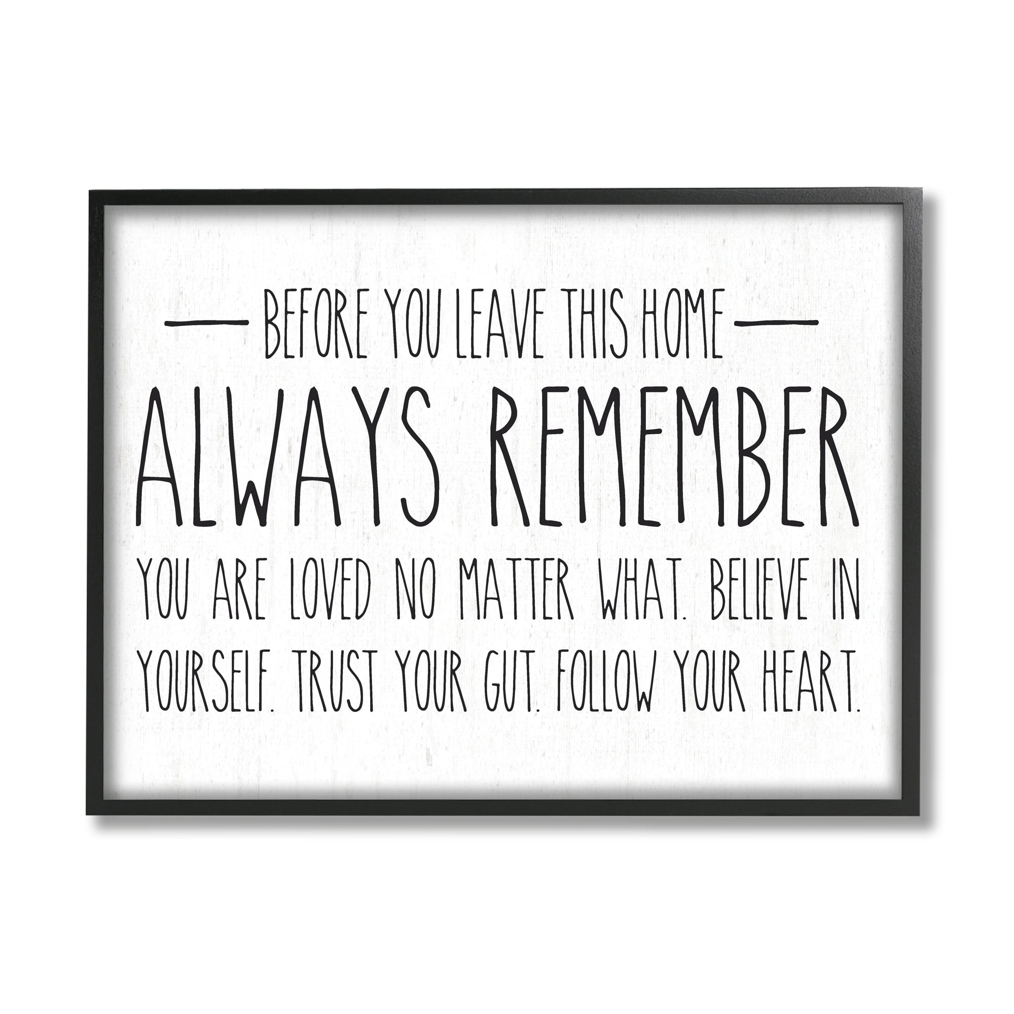 Stupell Industries Follow Your Heart Motivational Quote Casual Phrase Graphic Art Black Framed Art Print Wall Art, Design by Lettered and Lined