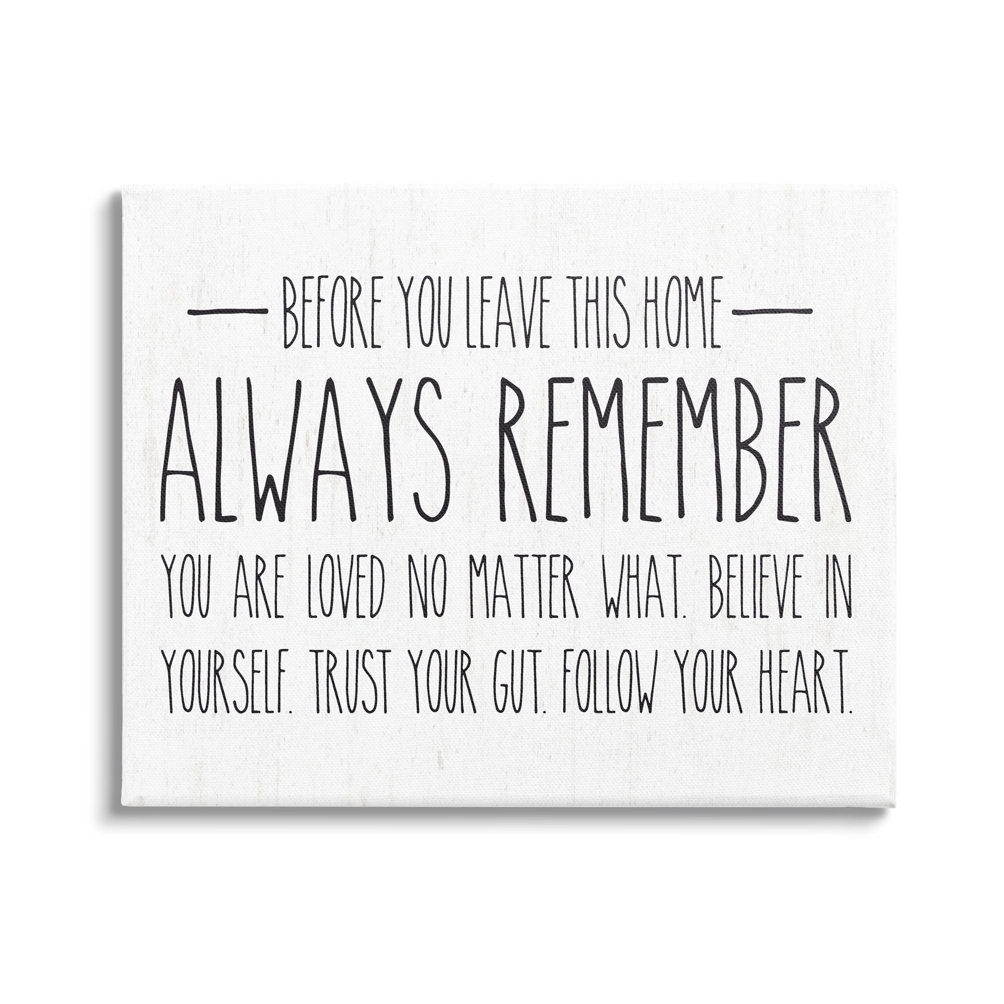 Stupell Industries Follow Your Heart Motivational Quote Casual Phrase Graphic Art Gallery Wrapped Canvas Print Wall Art, Design by Lettered and Lined