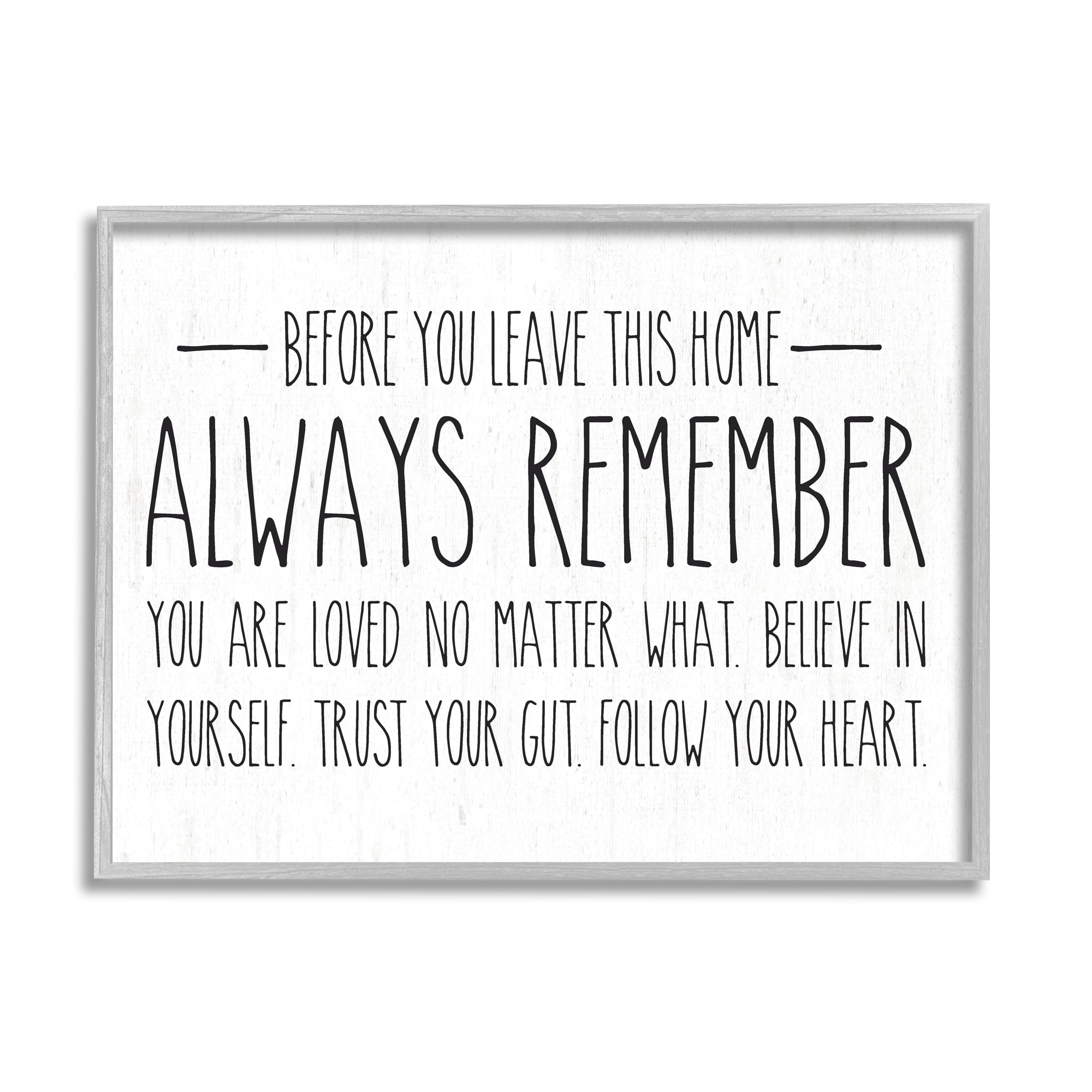 Stupell Industries Follow Your Heart Motivational Quote Casual Phrase Graphic Art Gray Framed Art Print Wall Art, Design by Lettered and Lined
