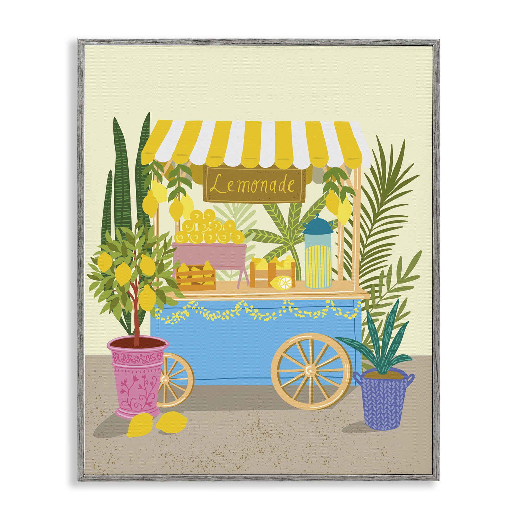 Stupell Industries Food Market Lemonade Stand Food & Beverage Painting Gray Framed Art Print Wall Art, 24 x 30