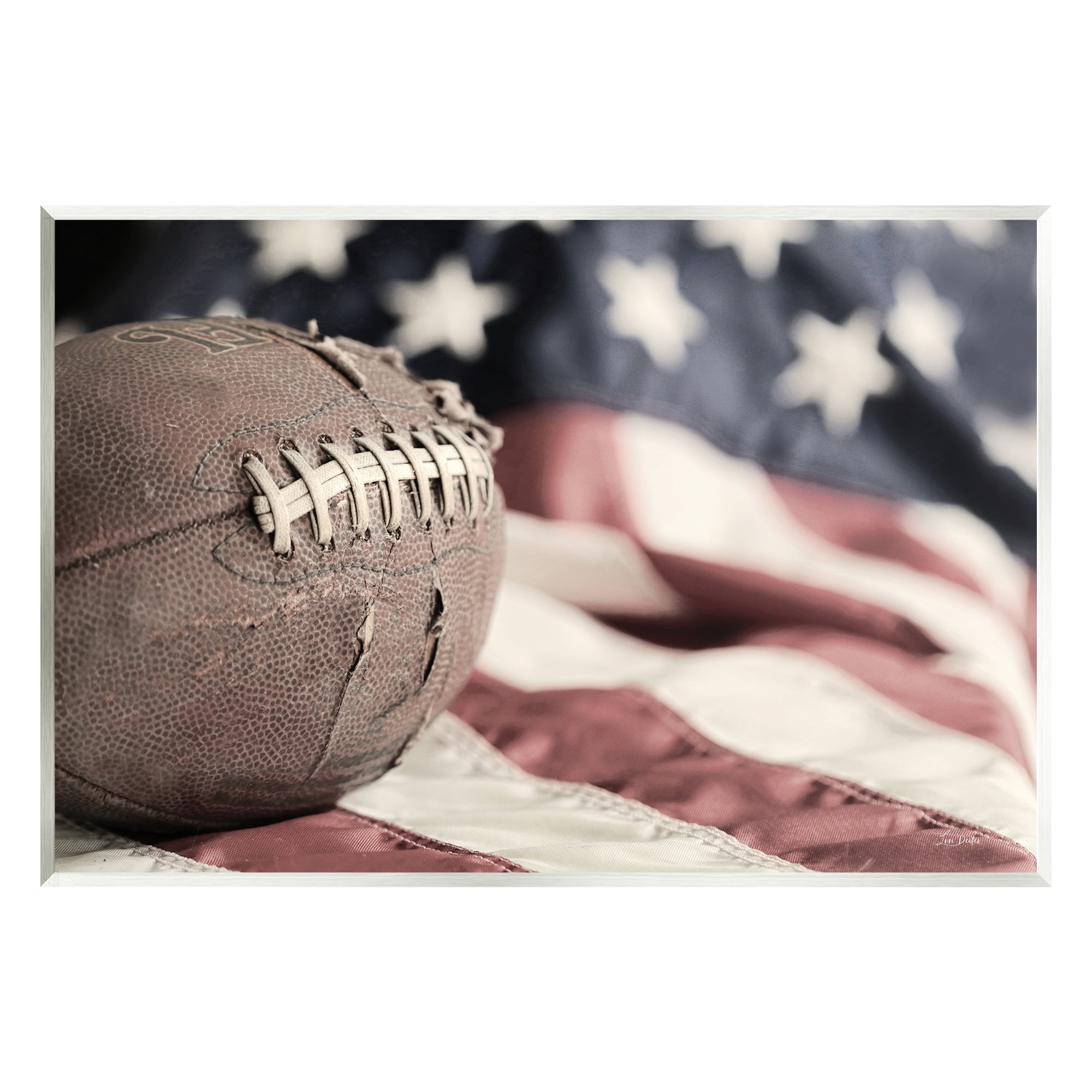 Stupell Industries Football & American Flag Sports Photography Unframed Art Print Wall Art, 19 x 13