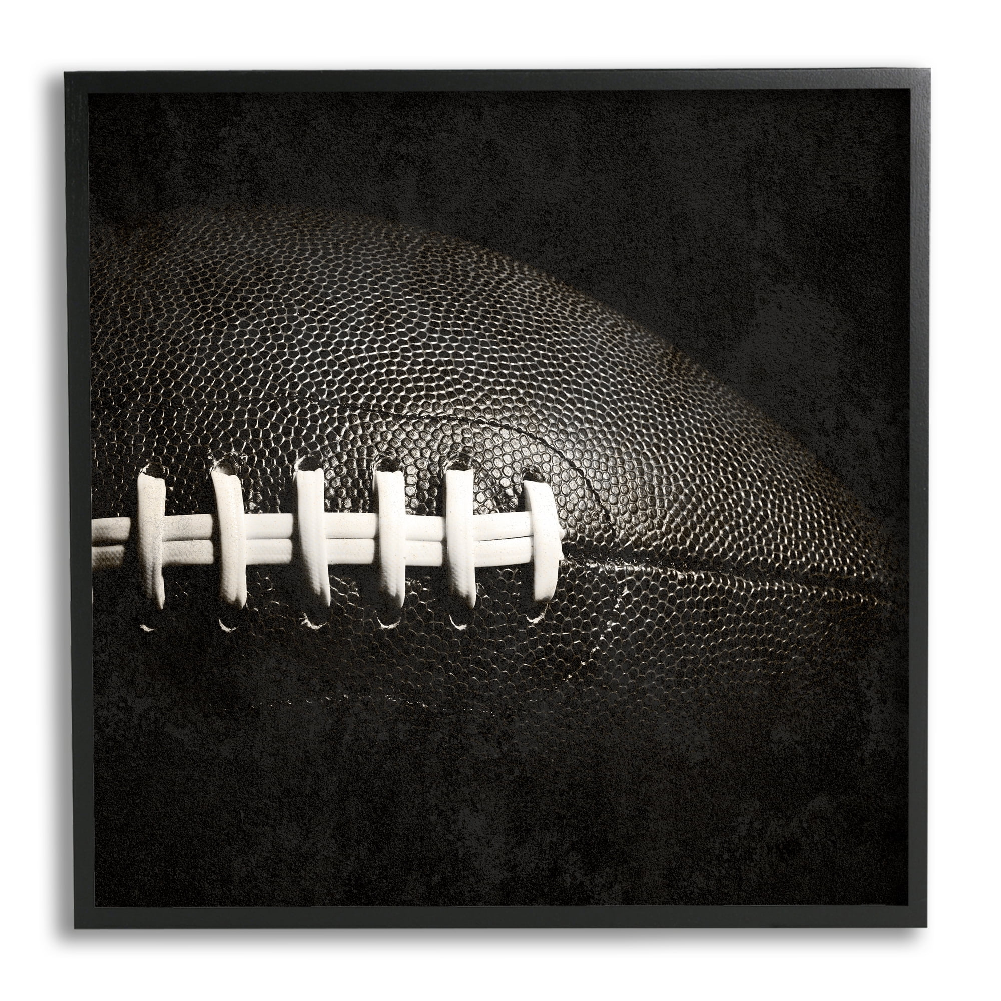 Stupell Industries Football Close Up Photography Sports Photography Black Framed Art Print Wall Art, 12 x 12