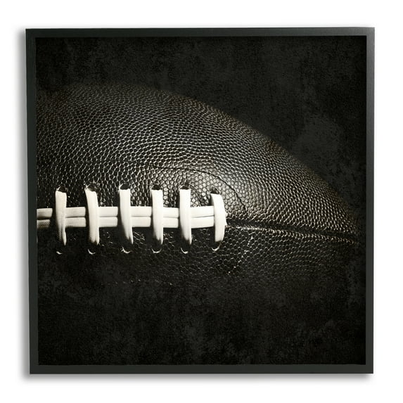 Stupell Industries Football Close Up Photography Sports Photography Black Framed Art Print Wall Art, 24 x 24