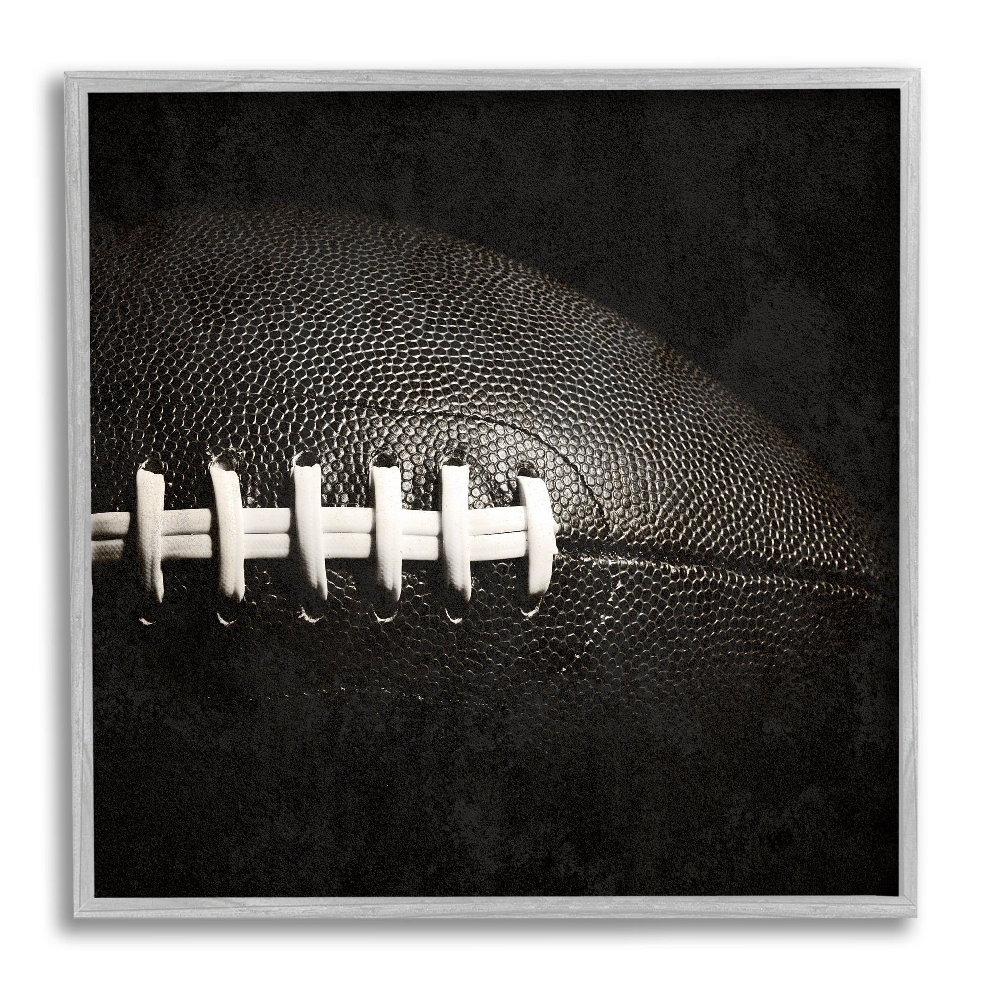 Stupell Industries Football Close Up Photography Sports Photography Gray Framed Art Print Wall Art, 12 x 12