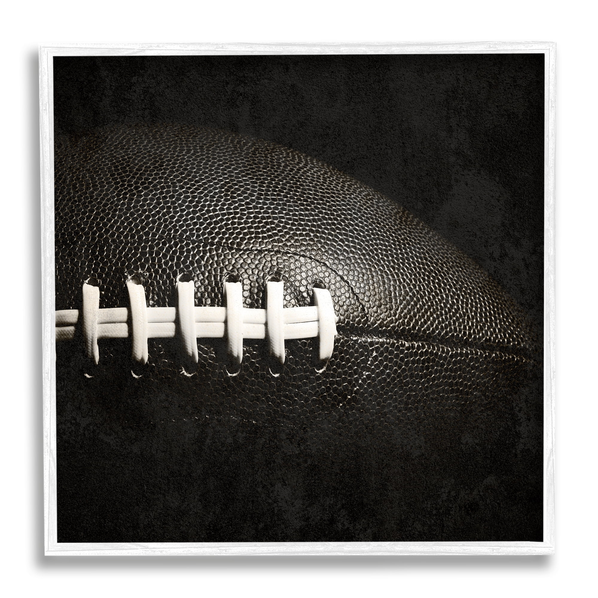 Stupell Industries Football Close Up Photography Sports Photography White Framed Art Print Wall Art, 24 x 24