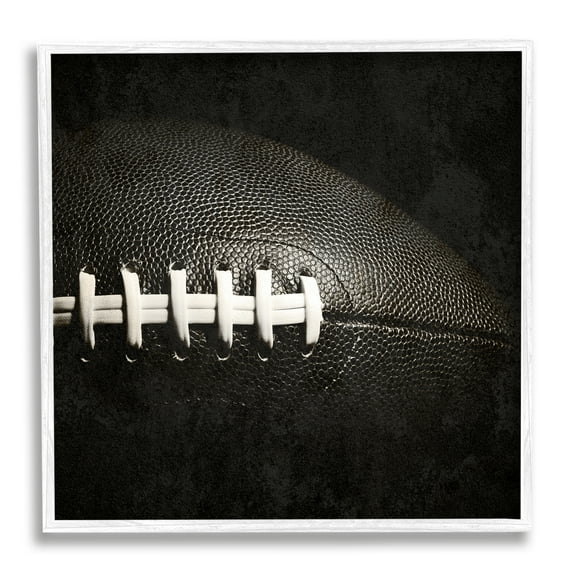 Stupell Industries Football Close Up Photography Sports Photography White Framed Art Print Wall Art, 24 x 24
