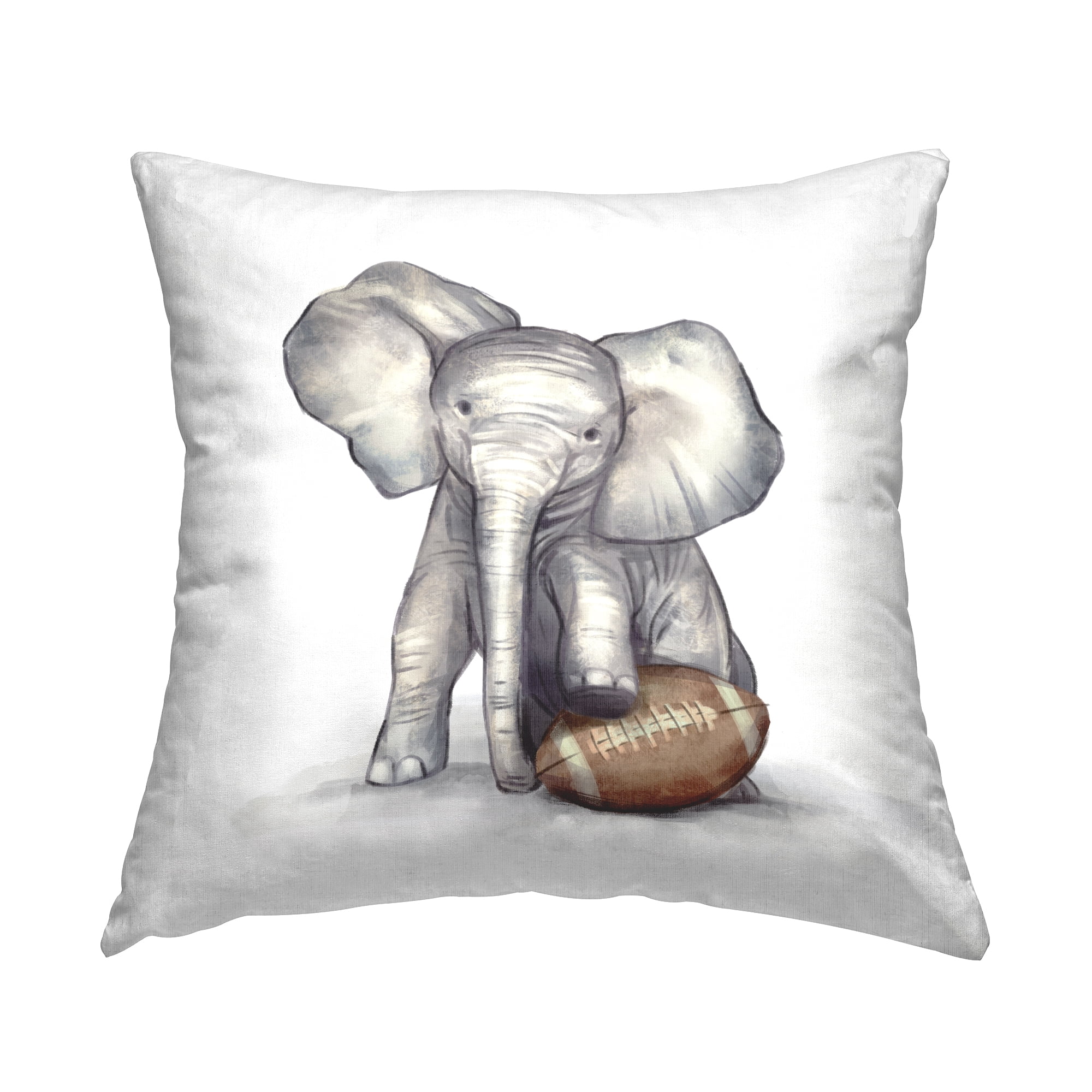 Stupell Industries Football Elephant Sports Wildlife Square Decorative Printed Throw Pillow, 18 x 18,