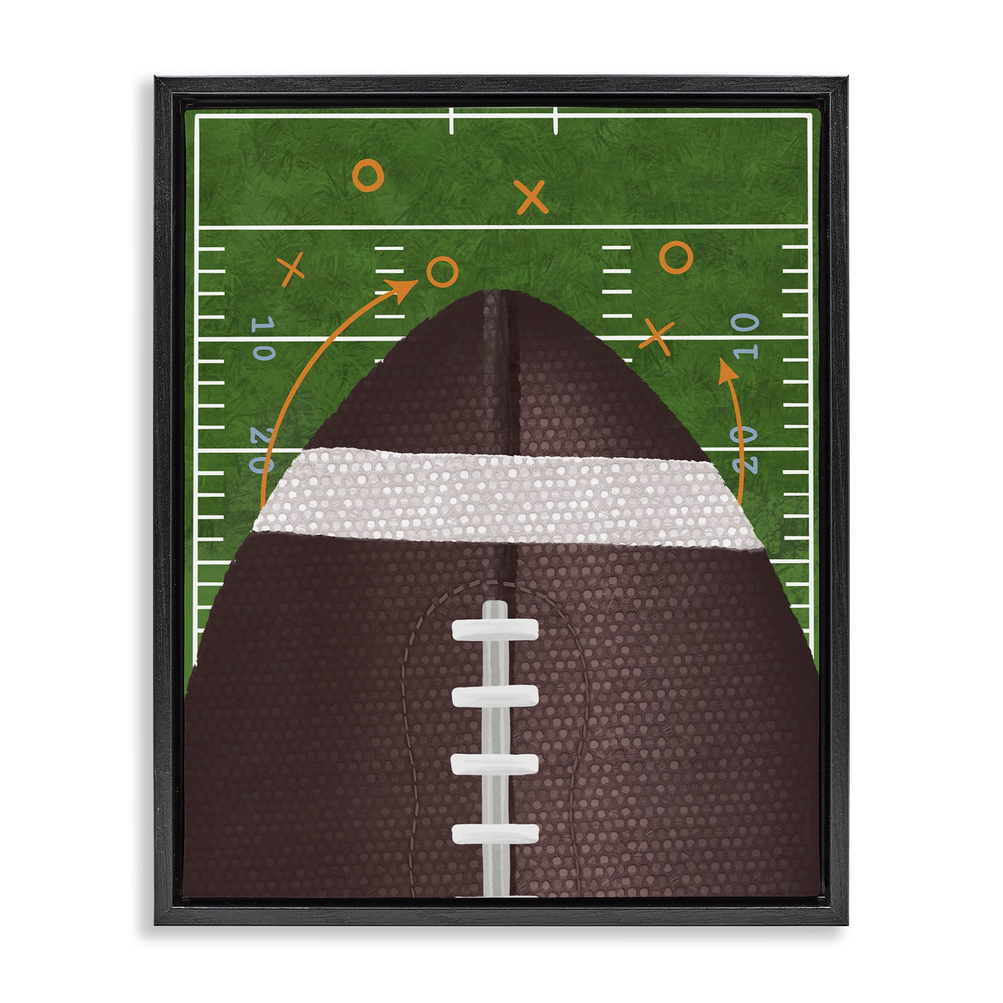 Stupell Industries Football Field Tactics Black Framed Floater Canvas Wall Art, design by Jennifer Stith