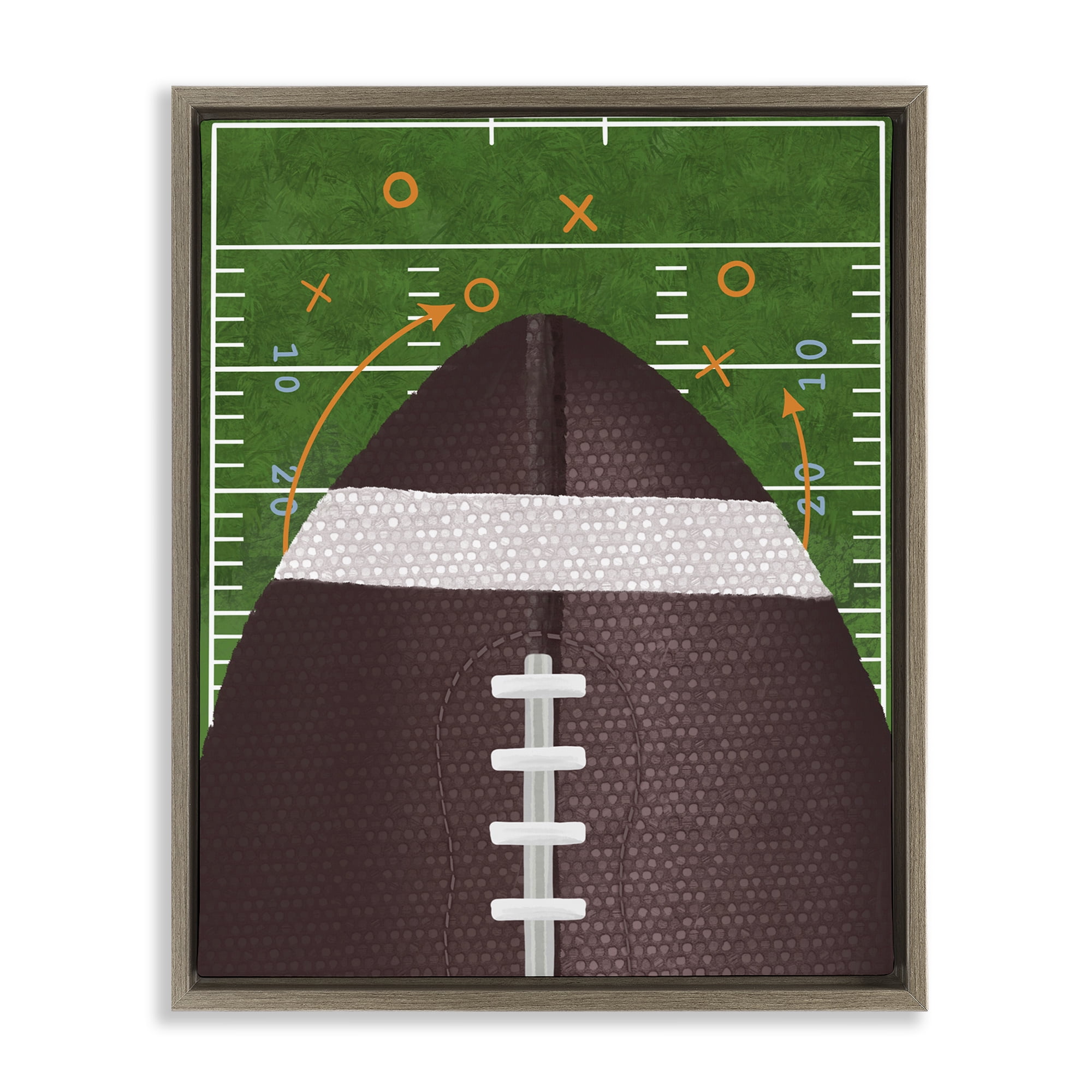 Stupell Industries Football Field Tactics Brown Framed Floater Canvas Wall Art, design by Jennifer Stith
