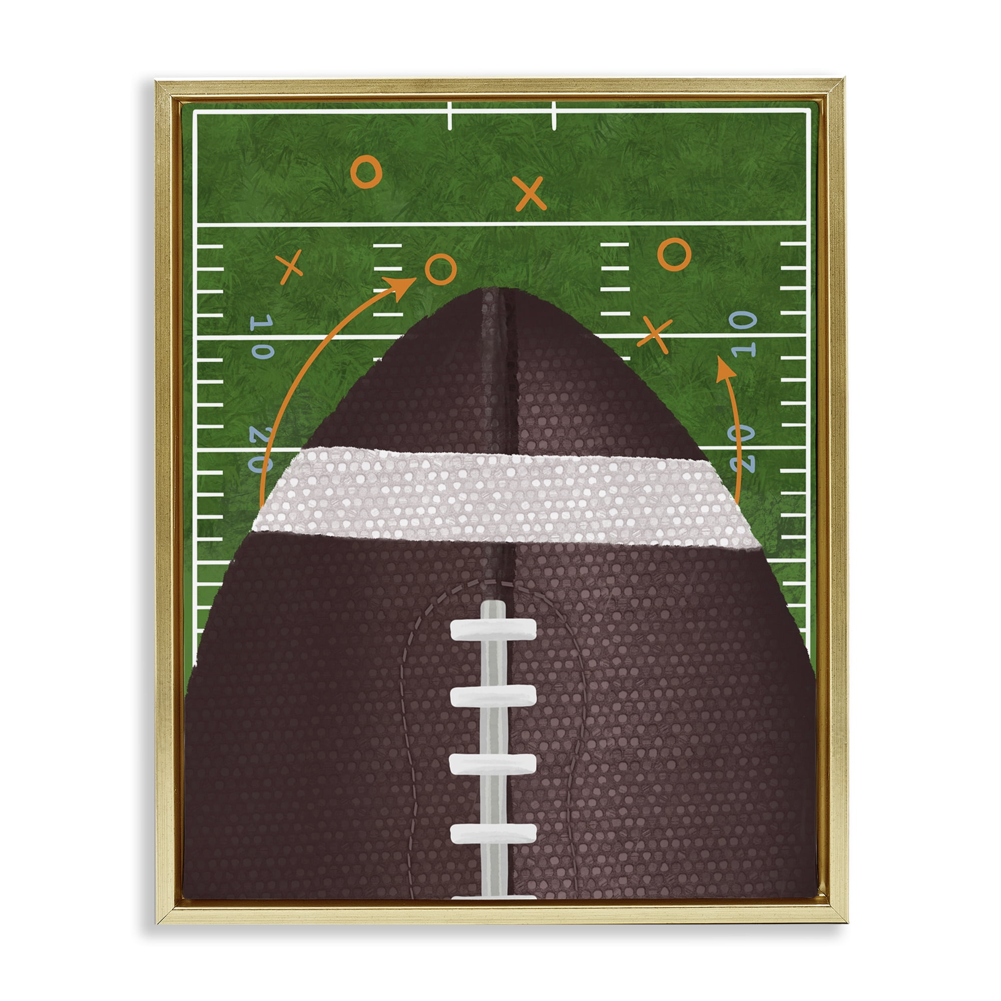 Stupell Industries Football Field Tactics Gold Framed Floater Canvas Wall Art, design by Jennifer Stith