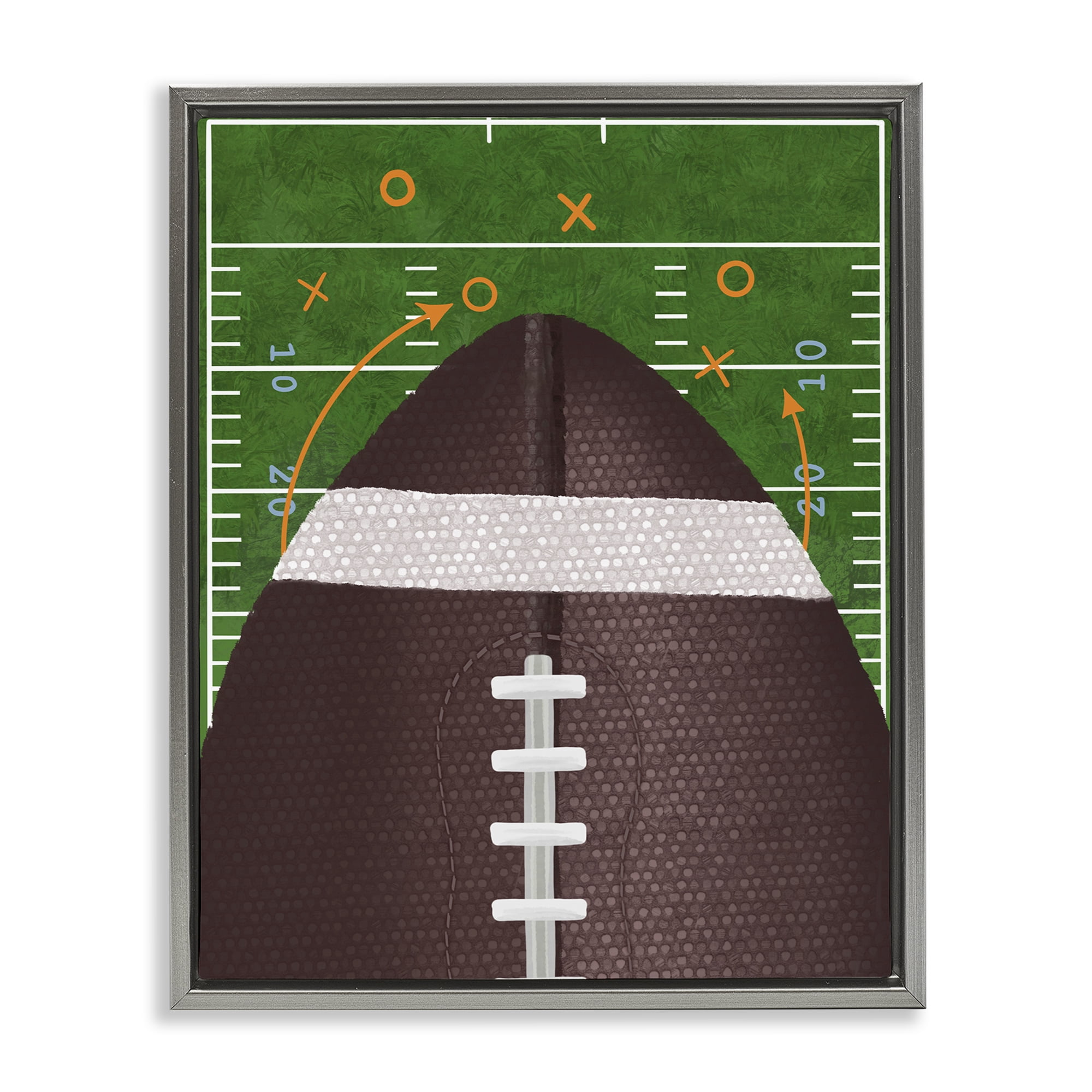 Stupell Industries Football Field Tactics Gray Framed Floater Canvas Wall Art, design by Jennifer Stith