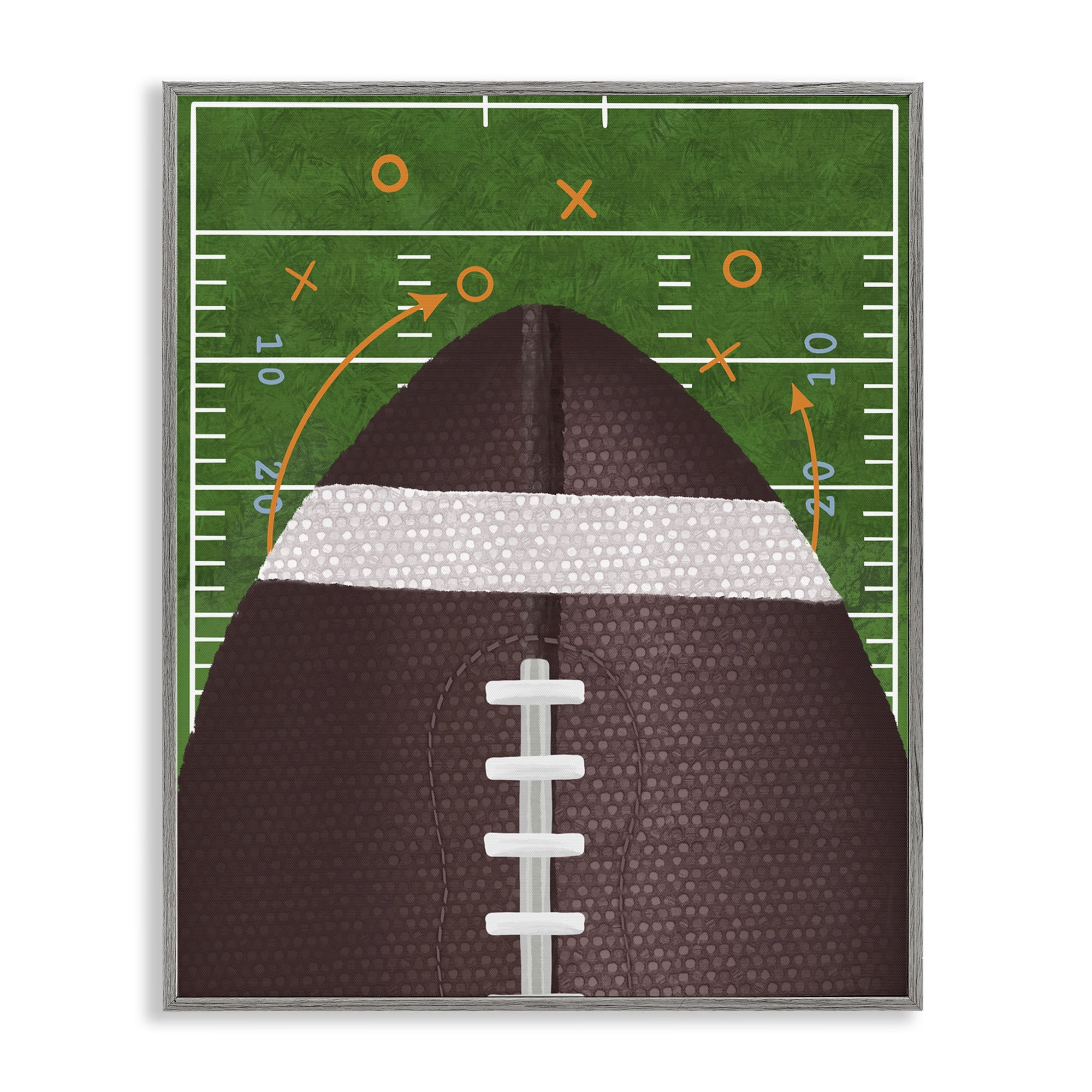 Stupell Industries Football Field Tactics Gray Framed Giclee Art, design by Jennifer Stith