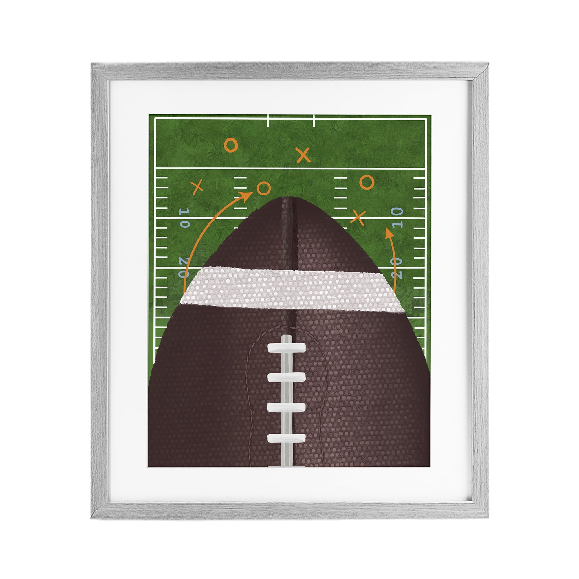 Stupell Industries Football Field Tactics Gray Framed Print Under Glass, design by Jennifer Stith