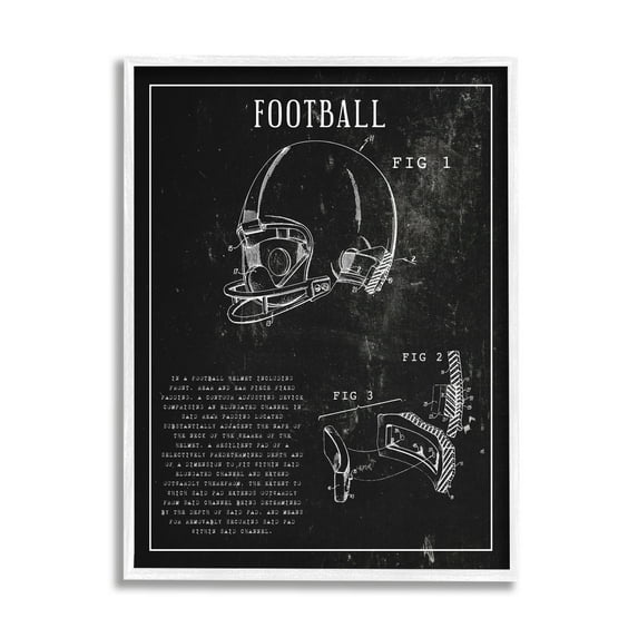 Stupell Industries Football Helmet Sports Chart Retro Figure Black Framed, 11 x 14, Design by Daphne Polselli