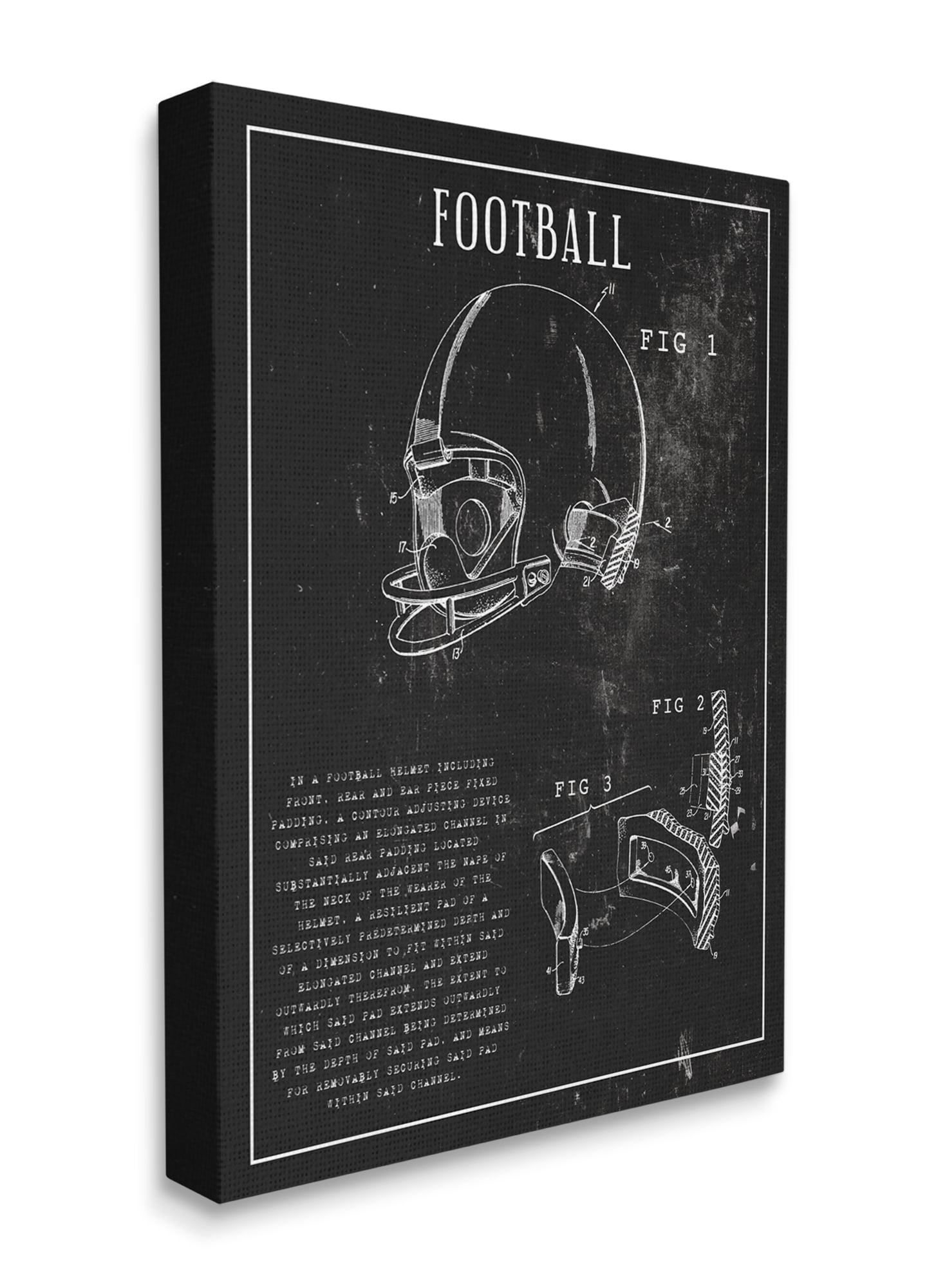 Stupell Industries Football Helmet Sports Chart Retro Figure Canvas Wall Art, 36 x 48, Design by Daphne Polselli