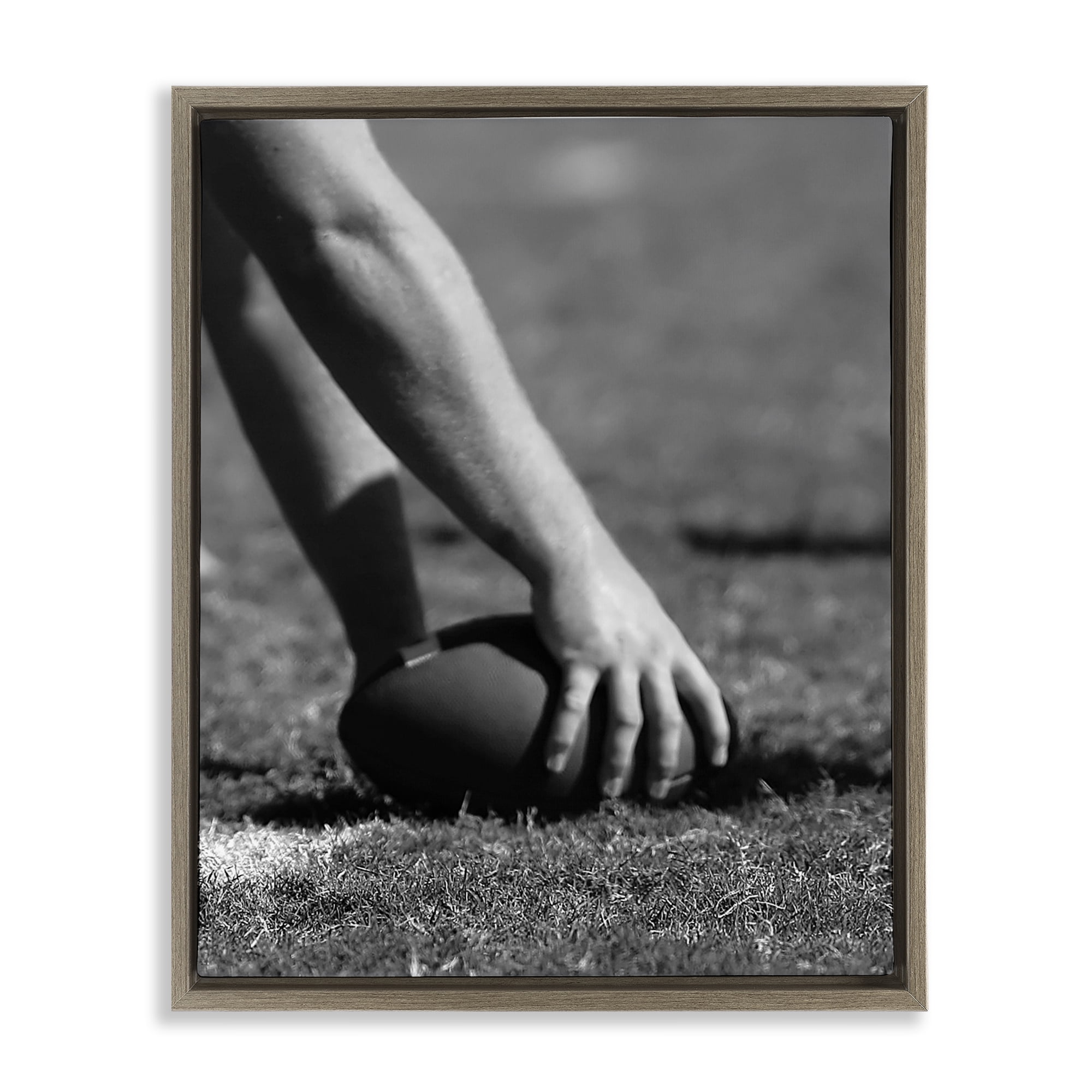 Stupell Industries Football Hike in Action Brown Framed Floater Canvas Wall Art, design by Marcus Prime